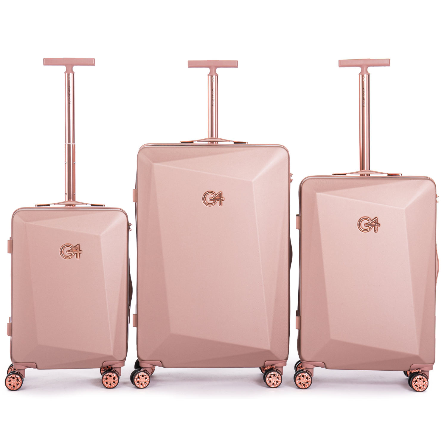WINGOMART 3-Piece Luggage Set Lightweight Durable PC+ABS Hardshell, Double Spinner Wheels, TSA Lock - 20in/24IN/28in- Copper Gold