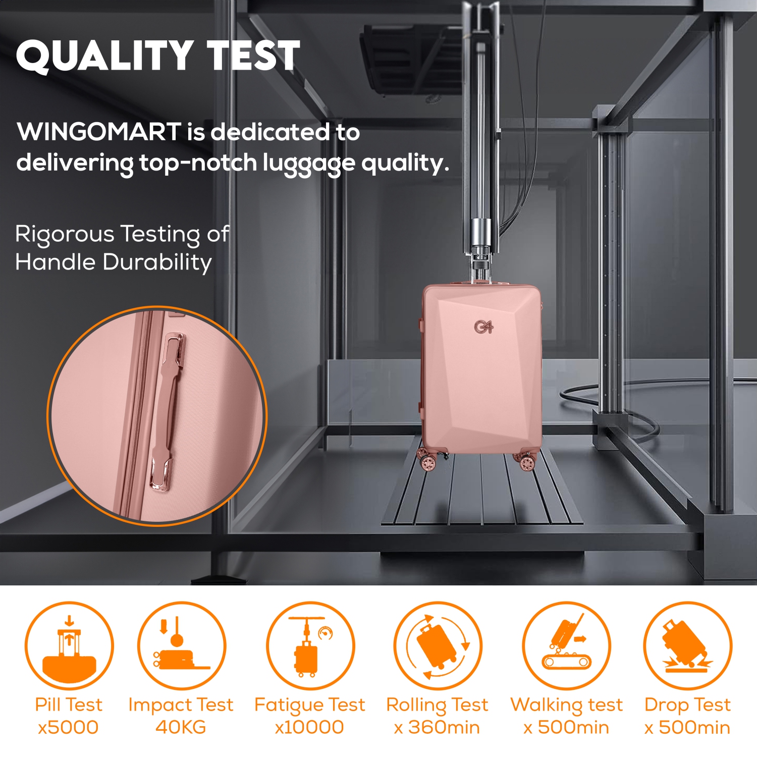 WINGOMART 3-Piece Luggage Set Lightweight Durable PC+ABS Hardshell, Double Spinner Wheels, TSA Lock - 20in/24IN/28in- Copper Gold