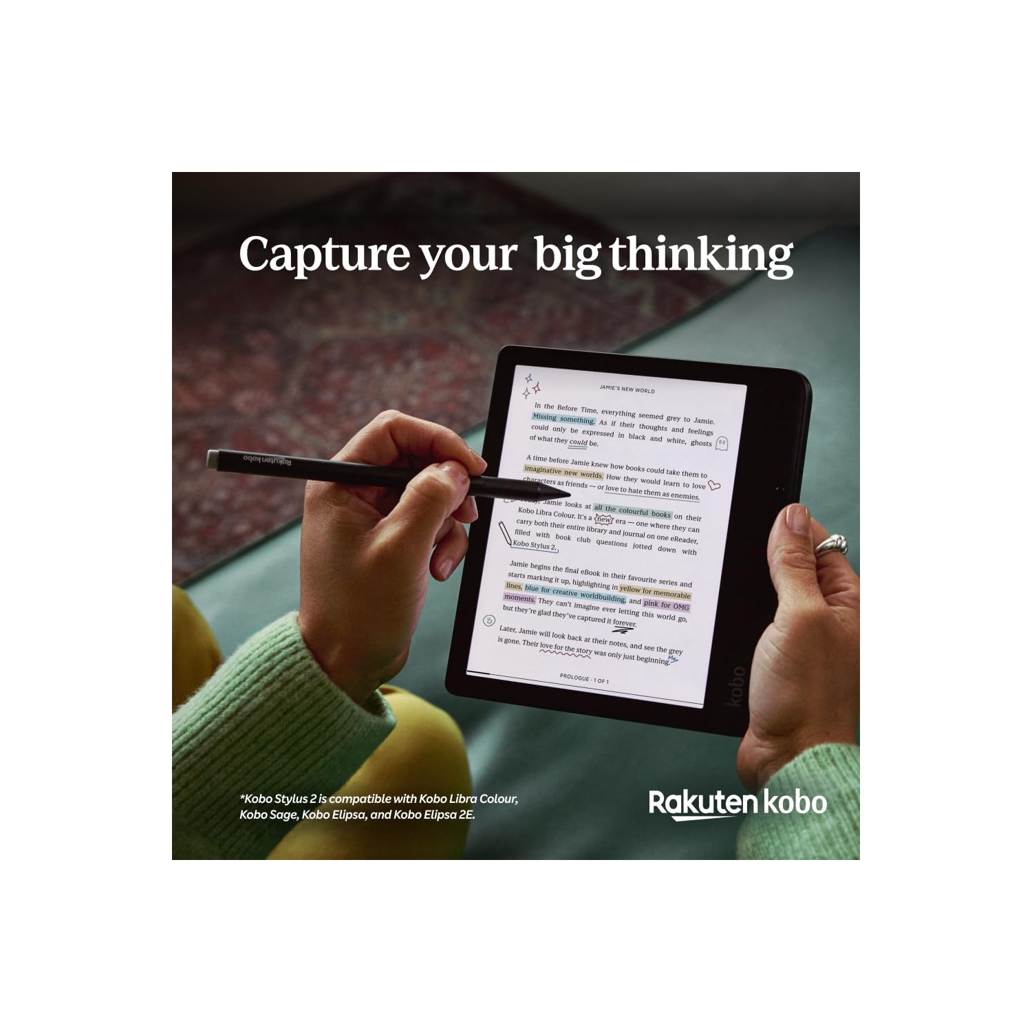 Stylus 2 de Kobo | Mark Up, Write Notes and Make Highlights | Rechargeable par USB-C |Compatible avec liseuse Libra Colour de 7&nbsp;po et liseuse