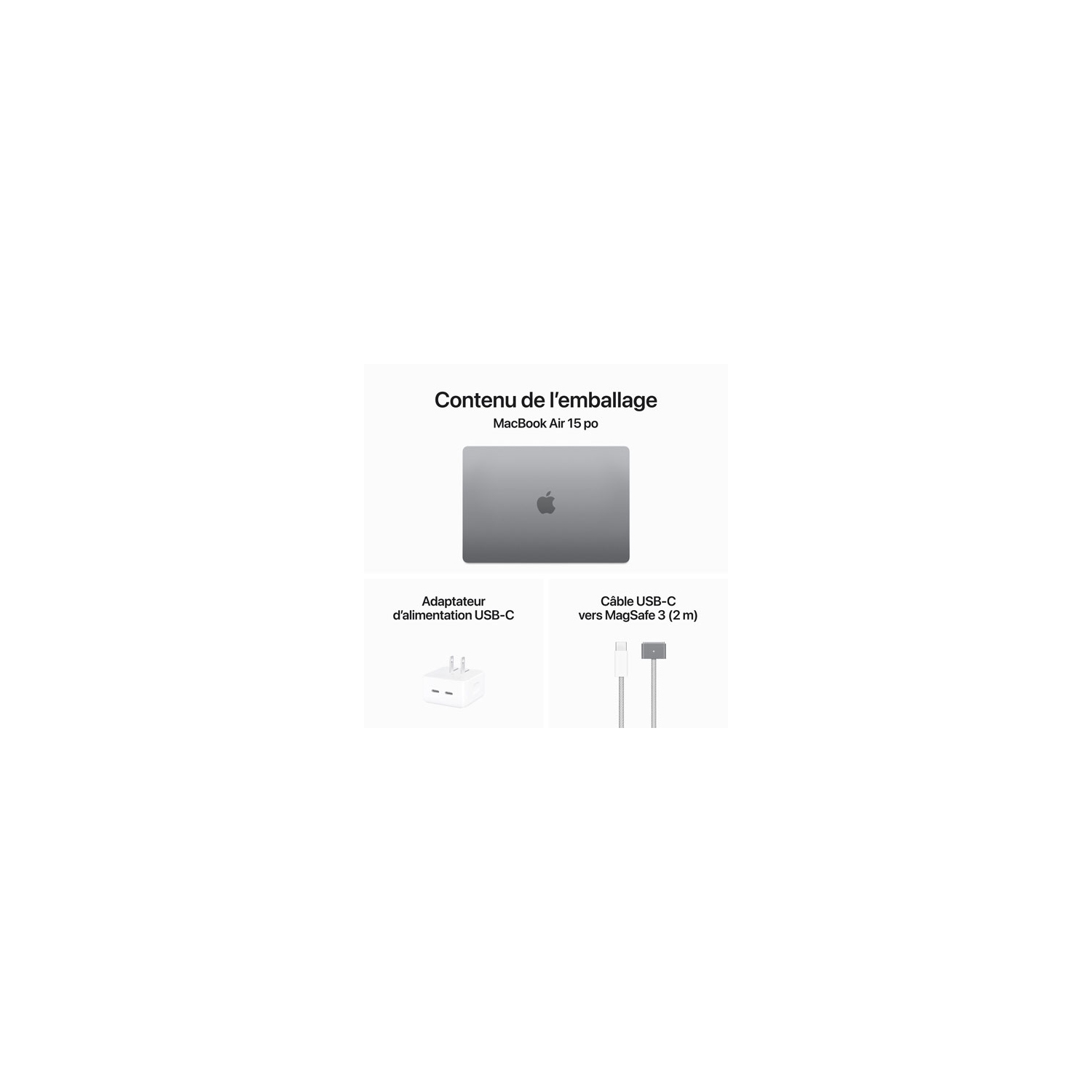 Remis à neuf - MacBook Air de 15 3&nbsp;po avec Touch ID d'Apple (automne 2024) - Gris cosmique (M3 d'Apple/RAM d'16&nbsp;Go/SSD d'256&nbsp;Go) -