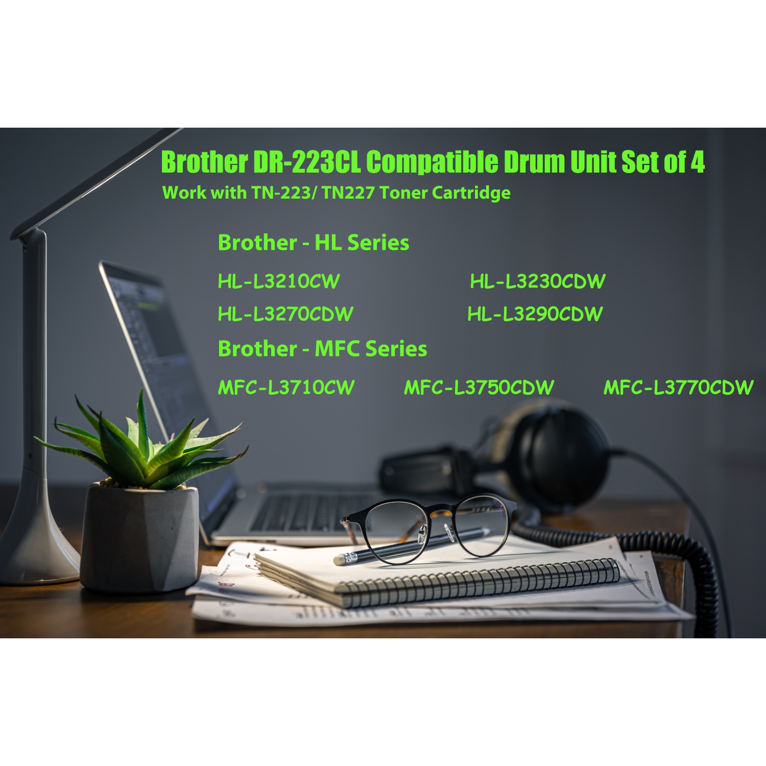 Tambour DR-223 compatible avec Ultra Toner MD 4 DRUMS pour TN223 TN227 TN-223 TN-227 HL-L3210CW HL-L3230CDW HL-L3290CDW HL-L3290CDW MFC-L3770CDW