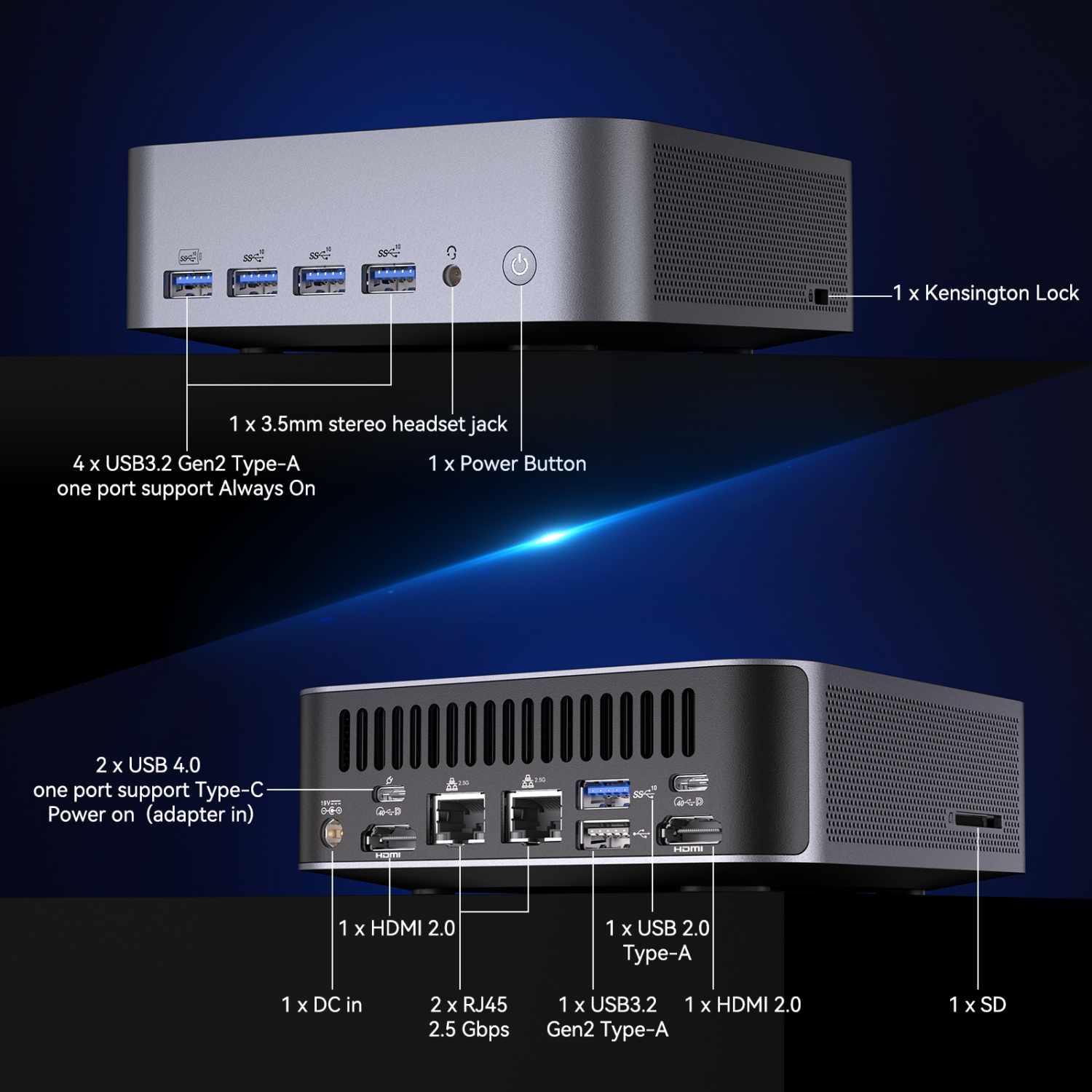 GEEKOM GT1 Mega AI Mini PC,14th Gen Intel Core Ultra U9-185H