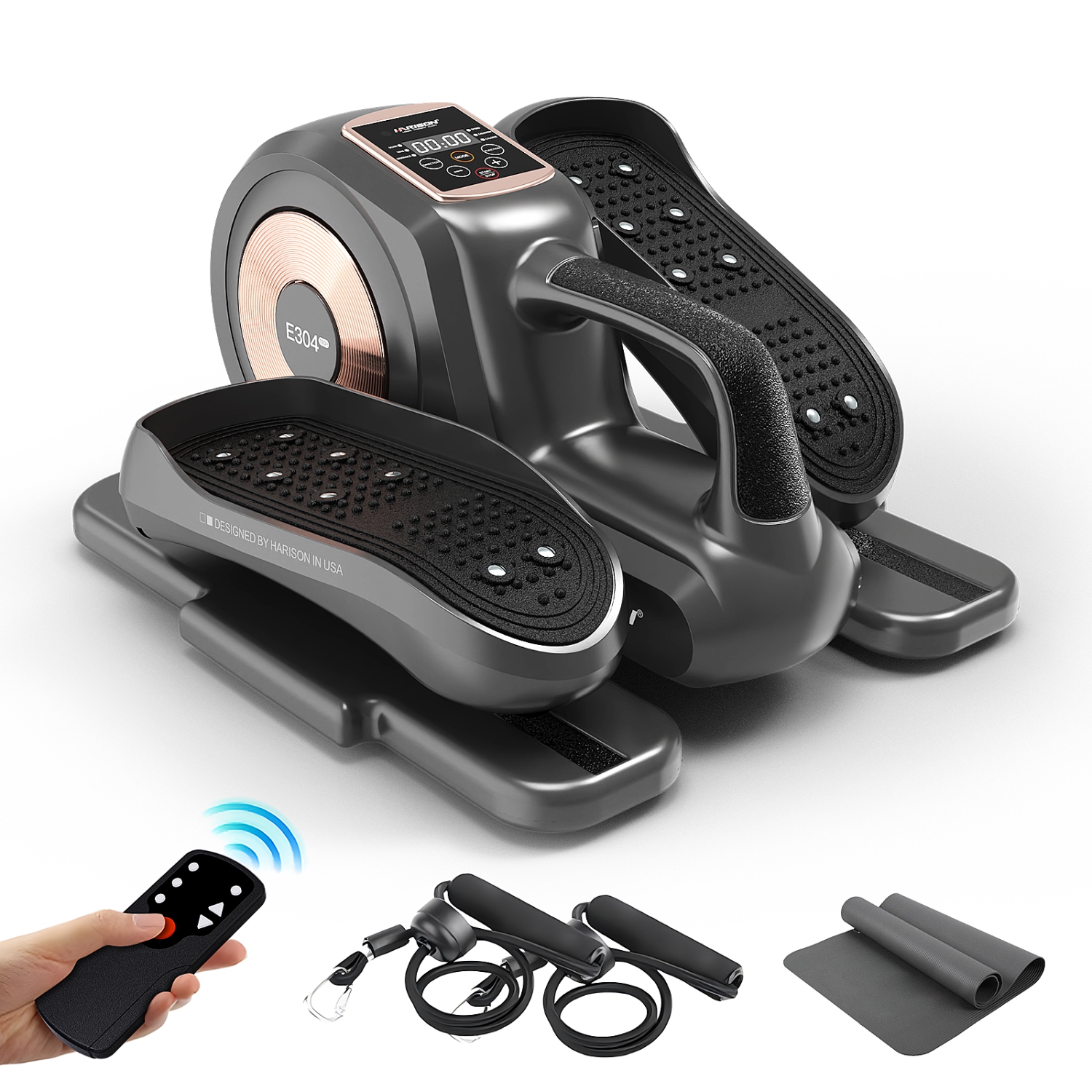 Exerciseur elliptique de dessous de bureau de HARISON avec écran LCD multifonction, exerciseur pour jambes elliptiques pour aînés avec bandes de