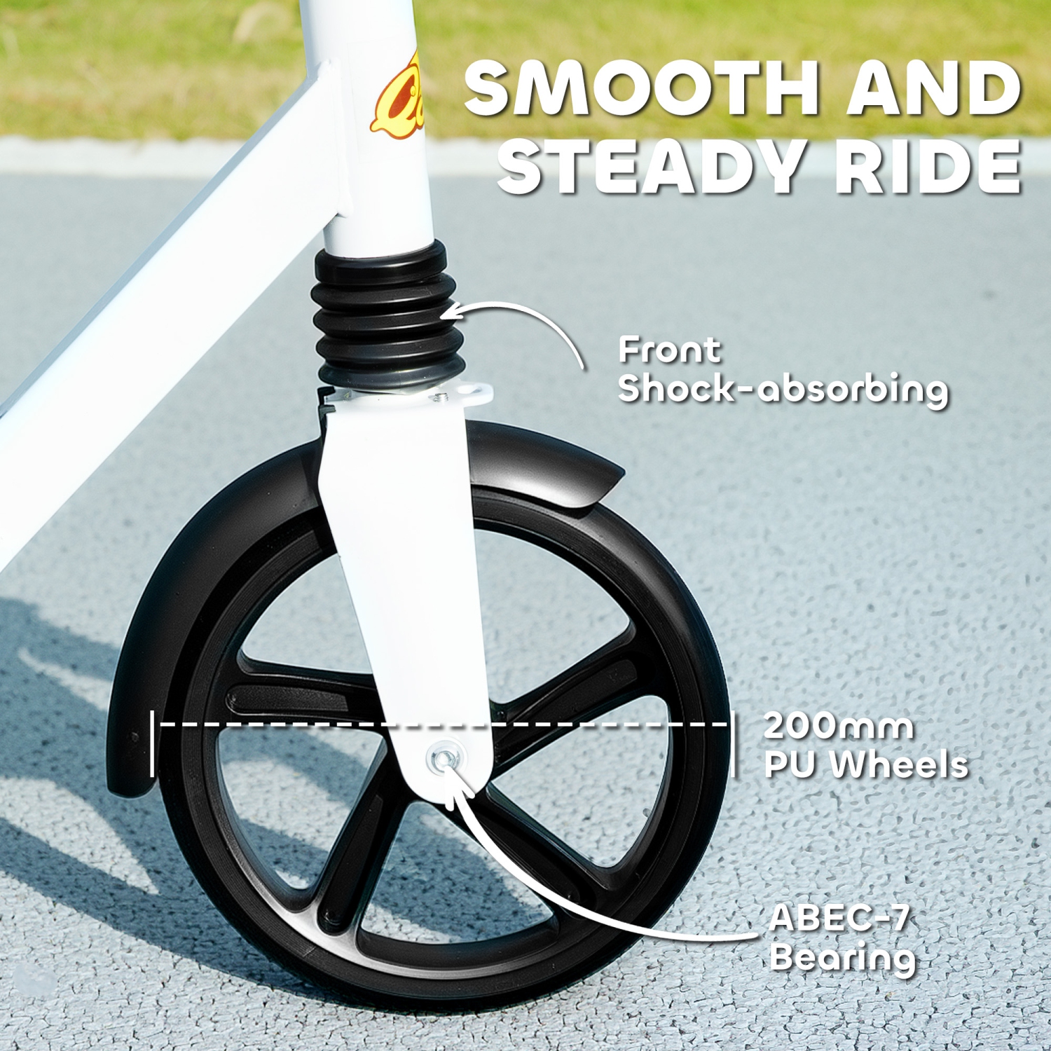 Trottinette de Qaba pour enfants de 6 à 12 ans, trottinette à hauteur réglable, frein sur aile arrière, grosse roue 200&nbsp;mm, trottinette pliable