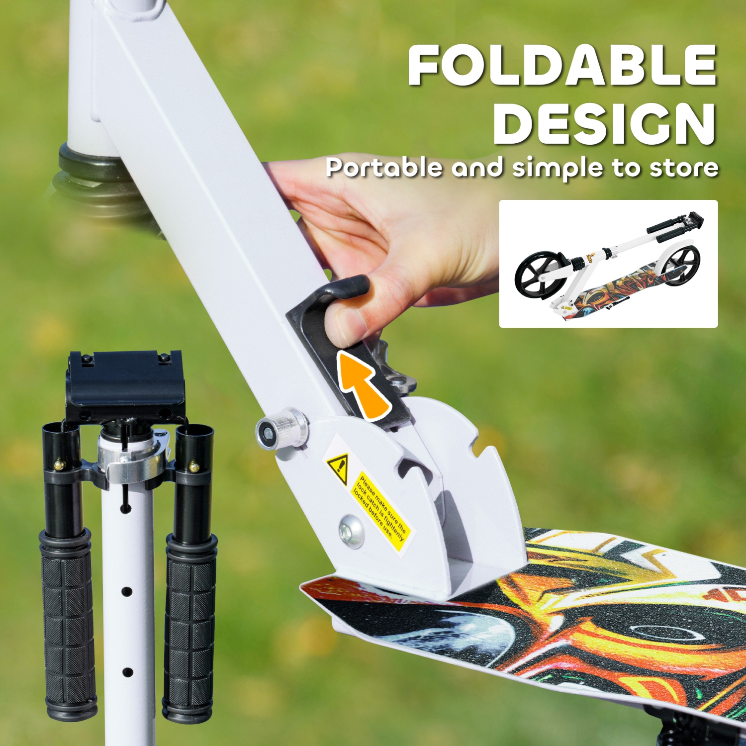 Trottinette de Qaba pour enfants de 6 à 12 ans, trottinette à hauteur réglable, frein sur aile arrière, grosse roue 200&nbsp;mm, trottinette pliable