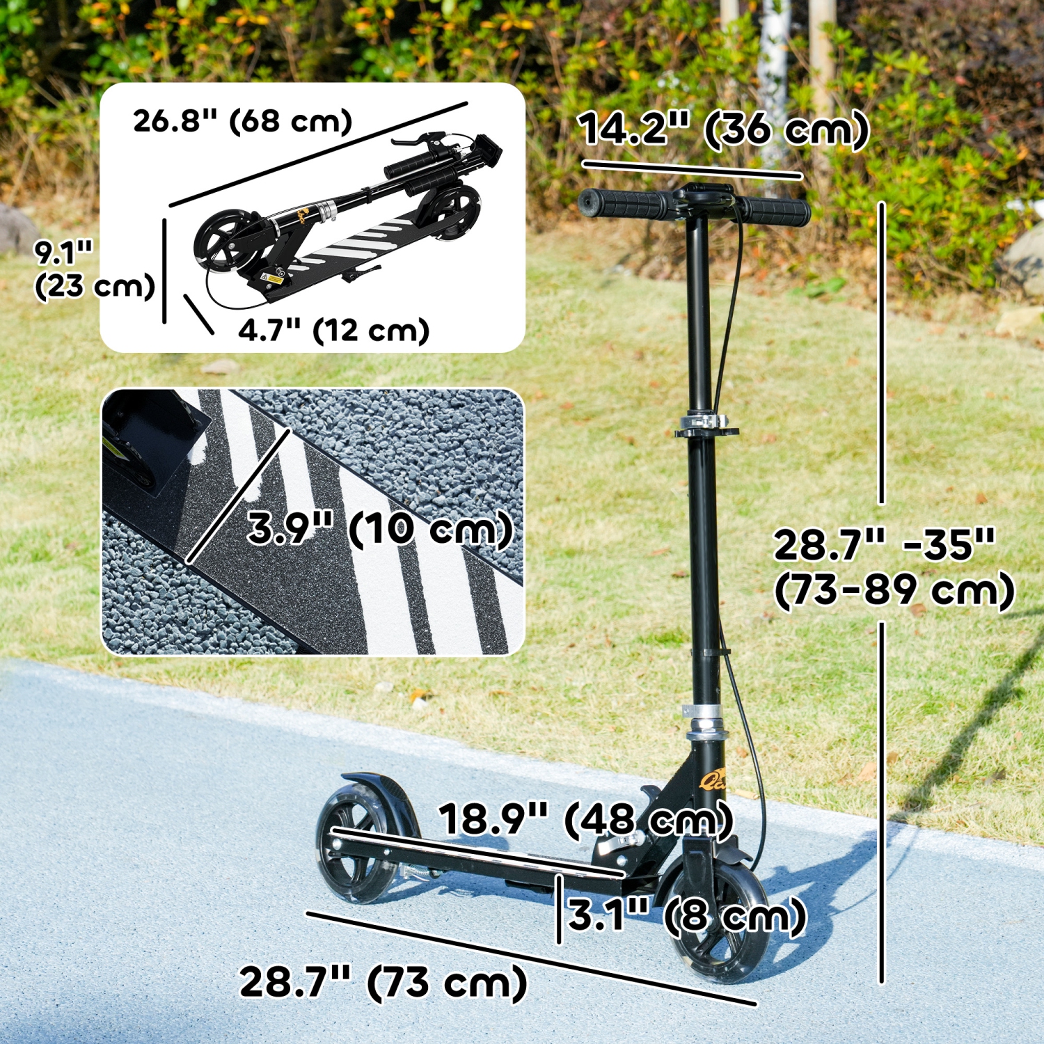 Trottinette Qaba pour enfants de 3 à 8 ans, trottinettes pliantes légères avec roues lumineuses, guidon réglable à 4 niveaux, frein arrière et frein