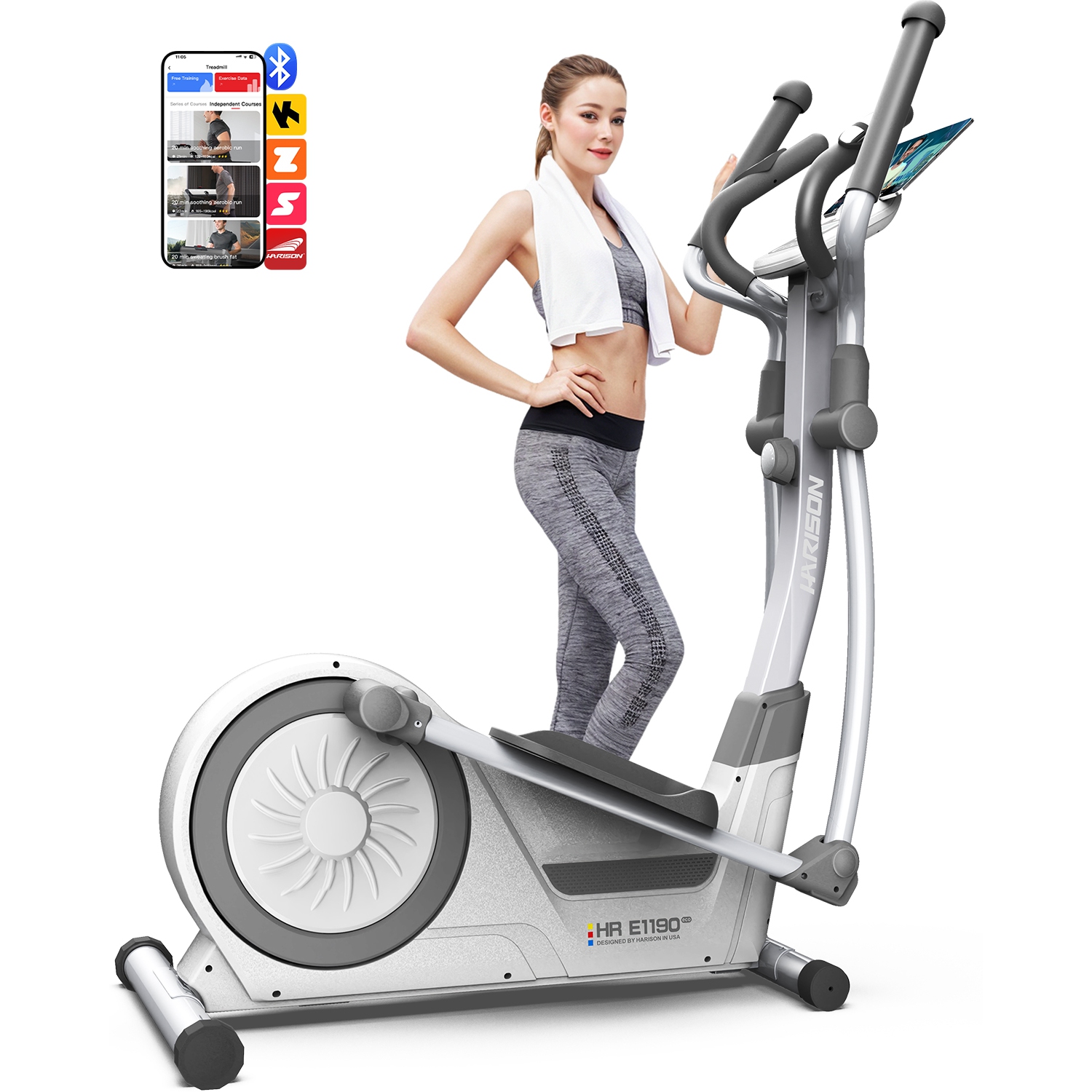 HARISON Elliptical Machine for Home 350 LBS Capacity, Elliptical Trainer with HARISON Bluetooth, Magnetic Elliptical Exercise Machine with 16-Level