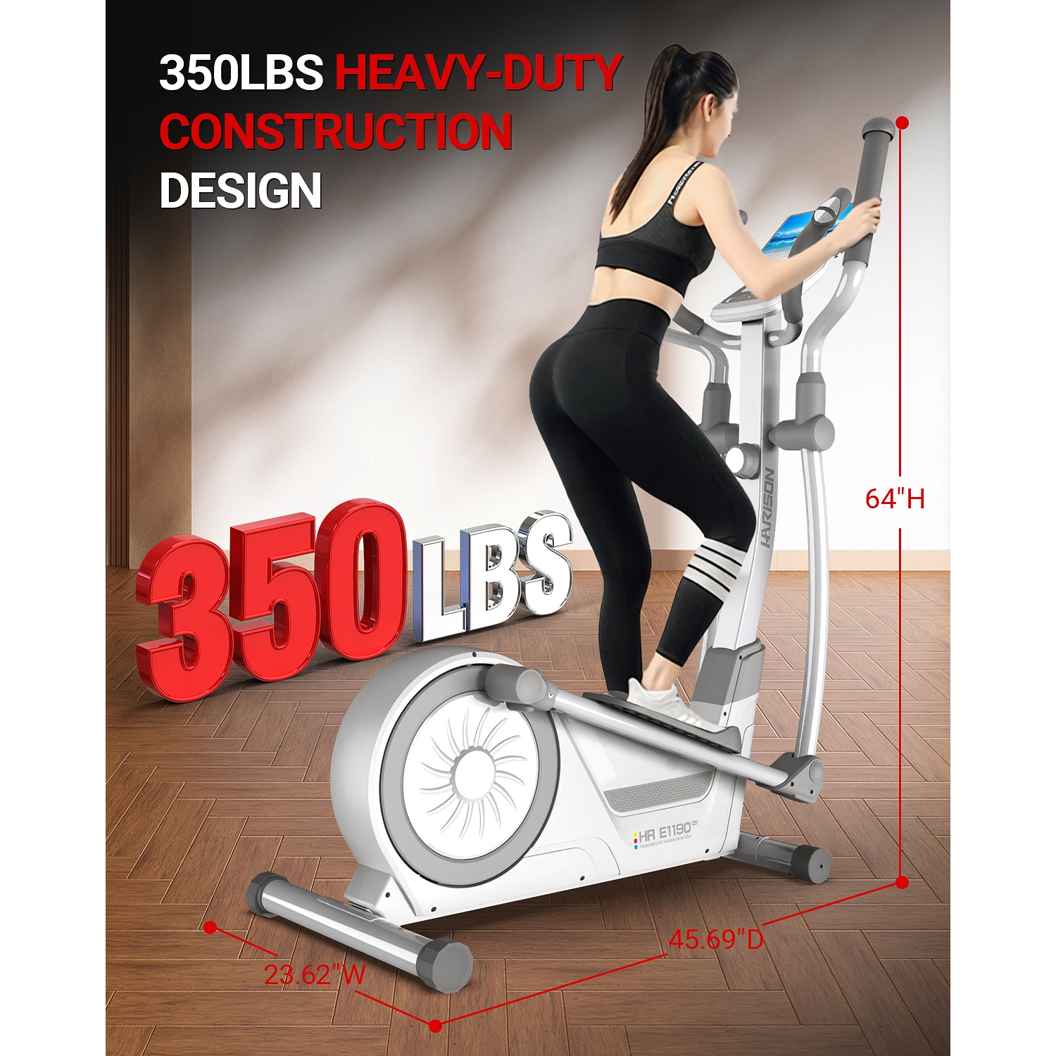 HARISON Elliptical Machine for Home 350 LBS Capacity, Elliptical Trainer with HARISON Bluetooth, Magnetic Elliptical Exercise Machine with 16-Level