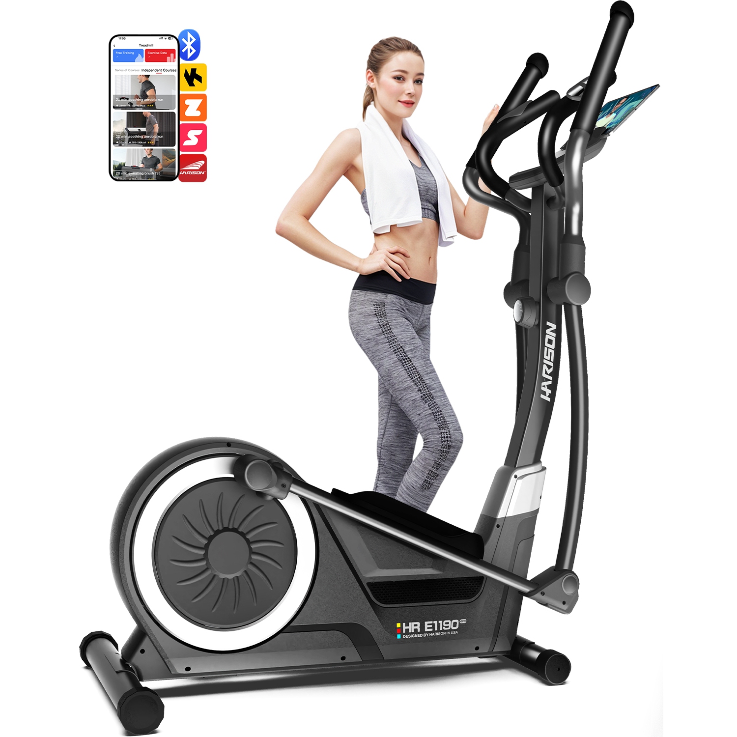 HARISON Elliptical Machine for Home 350 LBS, Magnetic Elliptical Exercise Machine with 16-Level Resistance Control, Elliptical Trainer with HARISON