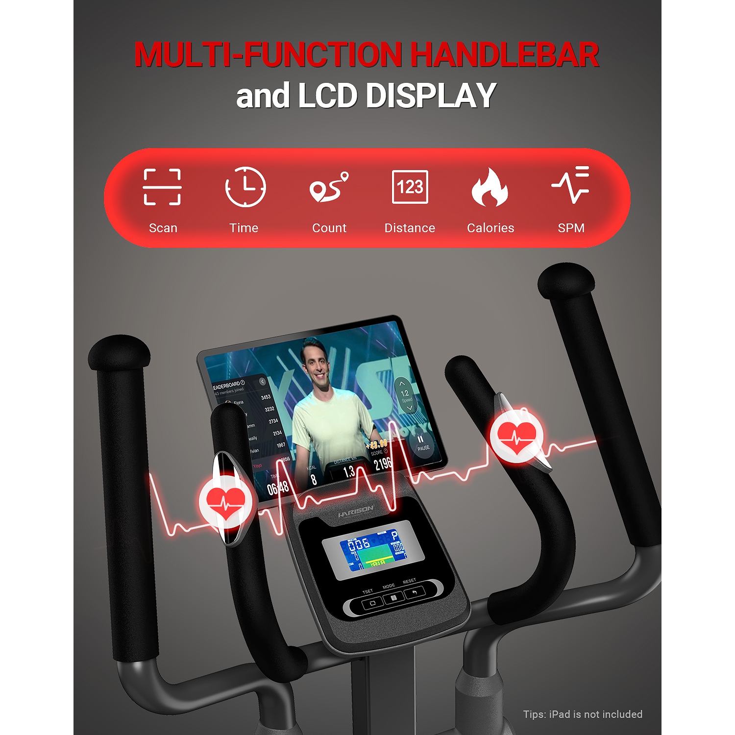 HARISON Elliptical Machine for Home 350 LBS, Magnetic Elliptical Exercise Machine with 16-Level Resistance Control, Elliptical Trainer with HARISON