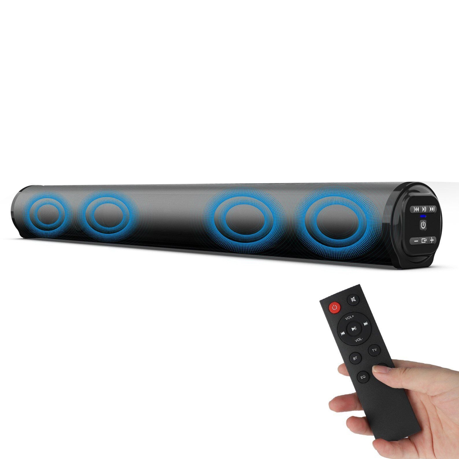 Barre de son sans fil Bluetooth 5,0 Barre de son Audio portatif Haut-parleur d'extrêmes graves Home pour téléviseur intelligent - Noir