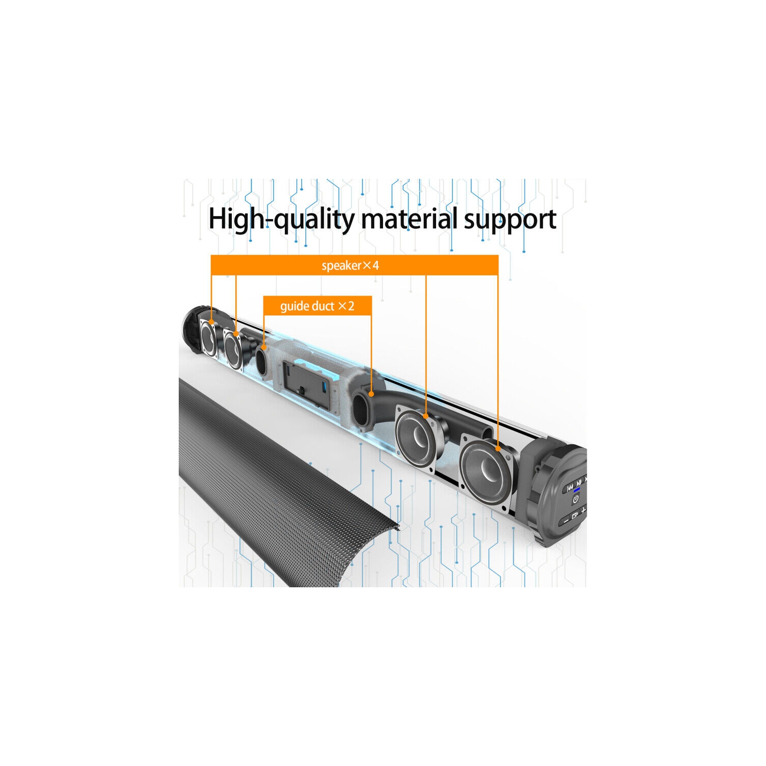 Barre de son sans fil Bluetooth 5,0 Barre de son Audio portatif Haut-parleur d'extrêmes graves Home pour téléviseur intelligent - Noir