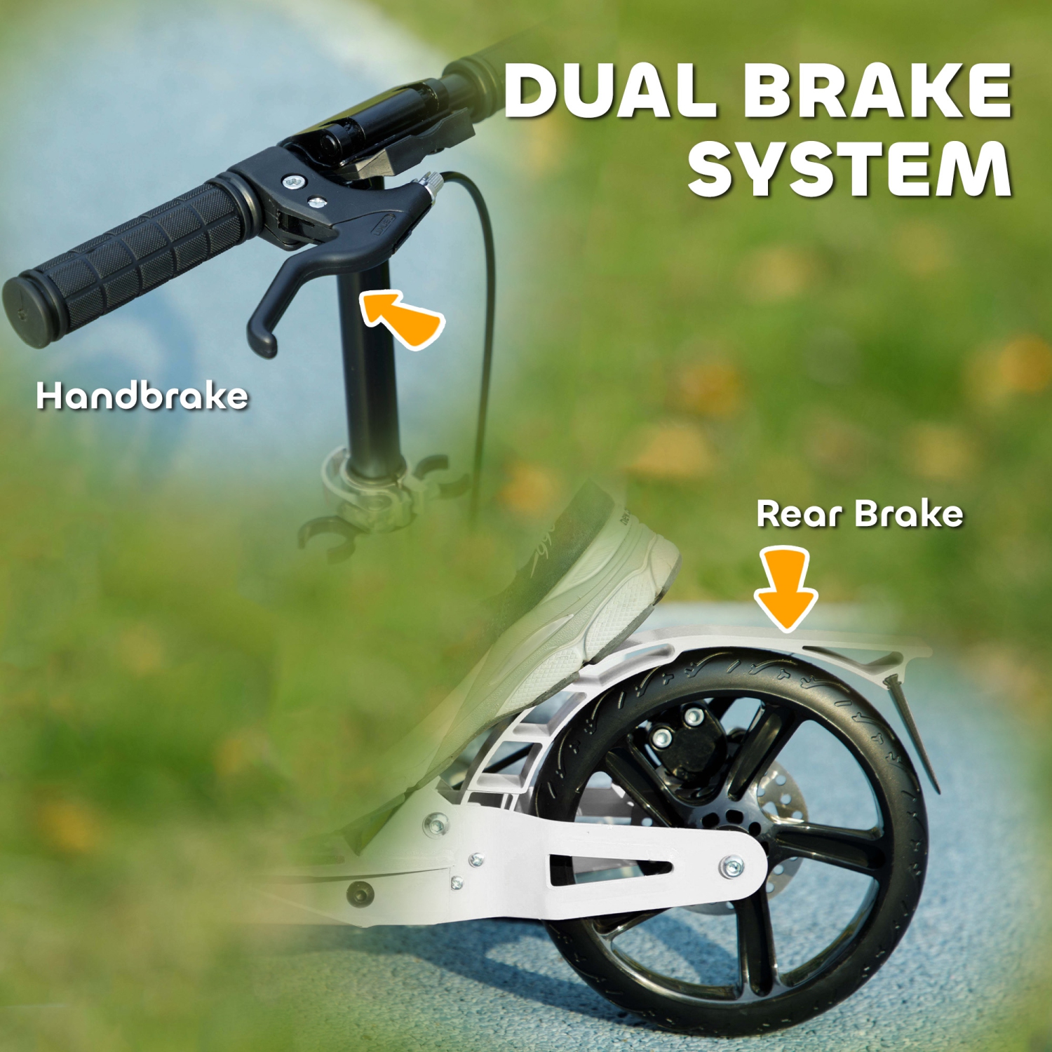 Qaba – Trottinette pliable pour enfants de 6 à 12 ans, trottinette pliable avec 4 hauteurs réglables, freins doubles, absorption des chocs,