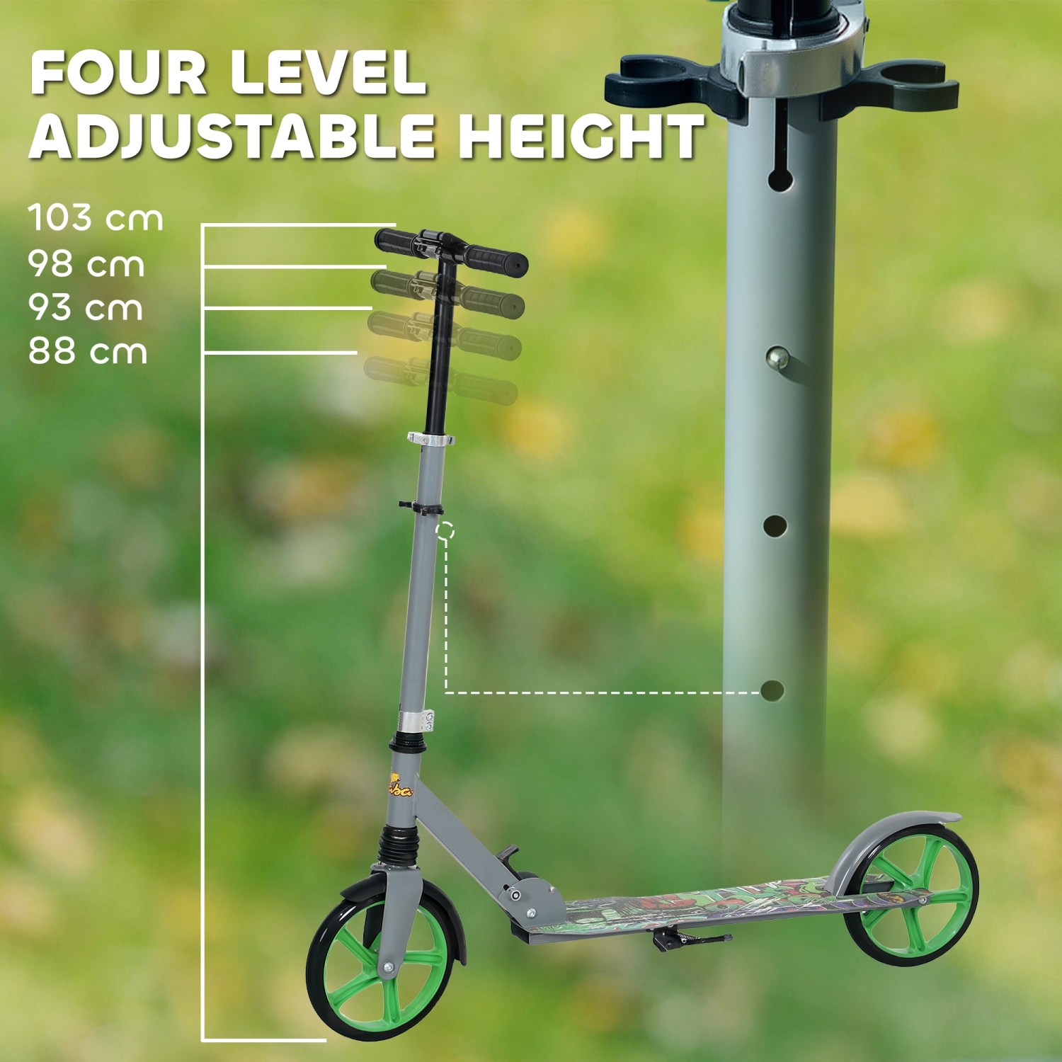 Trottinette de Qaba pour enfants de 6 à 12 ans, trottinette à hauteur réglable, frein sur aile arrière, grosse roue 200&nbsp;mm, trottinette pliable