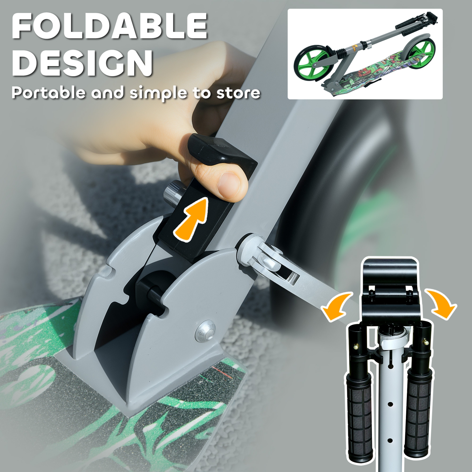 Trottinette de Qaba pour enfants de 6 à 12 ans, trottinette à hauteur réglable, frein sur aile arrière, grosse roue 200&nbsp;mm, trottinette pliable