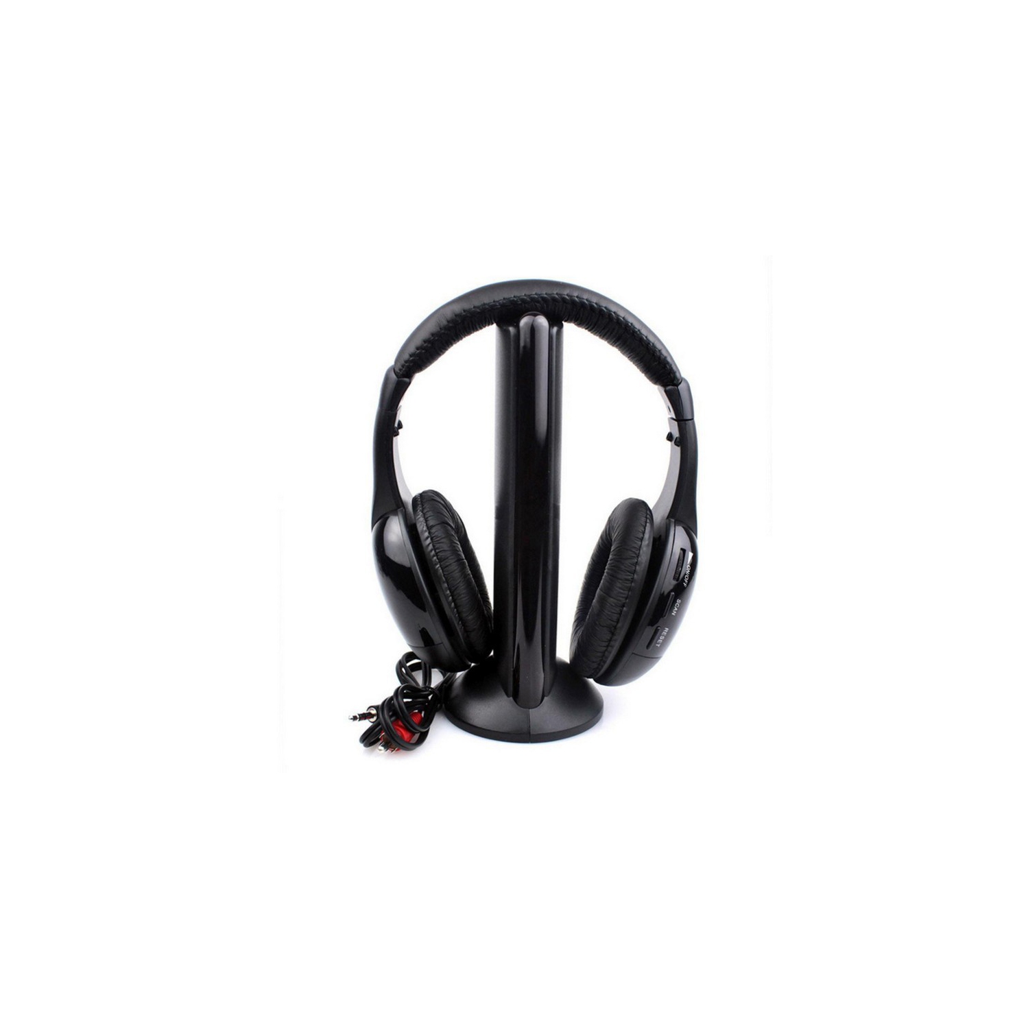 Wireless TV Headphones with 2.4g Digital RF Transmitter,Hi-Fi Over-Ear Cordless Headphones with Mic for PC TV Radio-Black