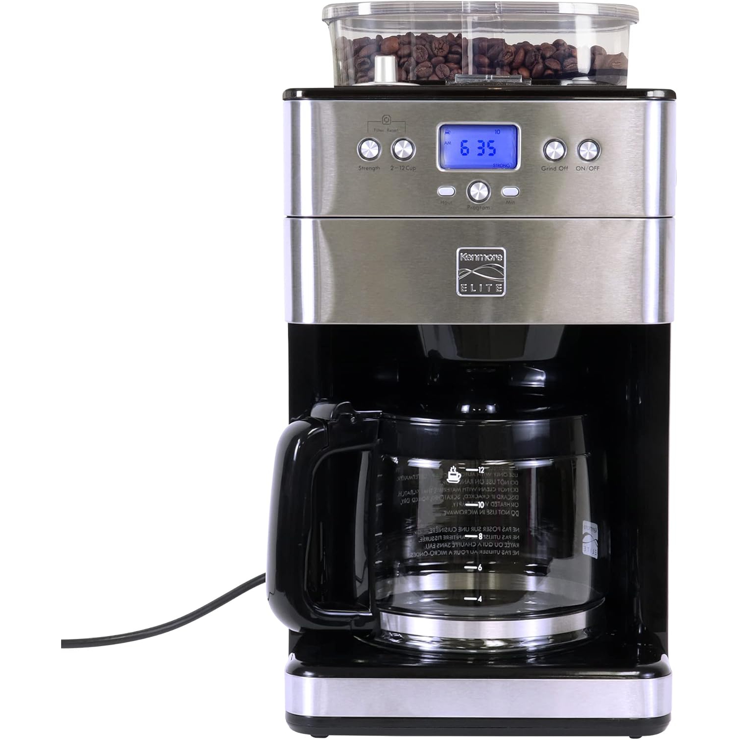 Kenmore Elite Grind and Brew Coffee Maker with Burr Grinder, 12 Cup