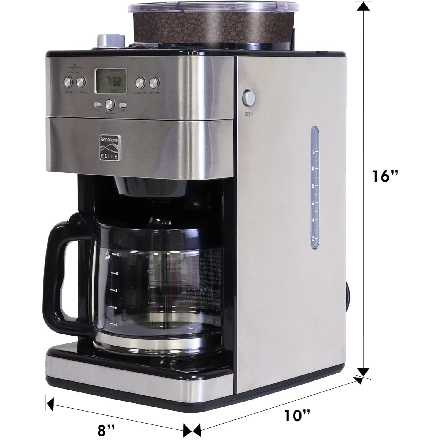 Kenmore Elite Grind and Brew Coffee Maker with Burr Grinder, 12 Cup