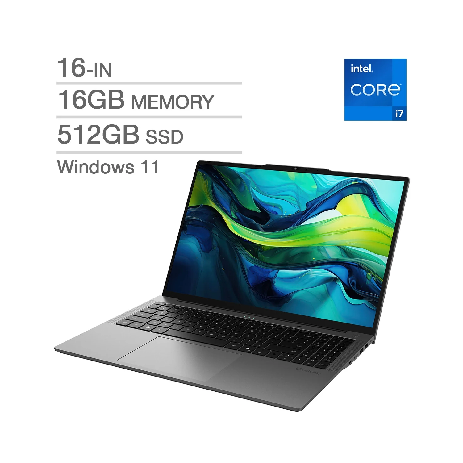 Open Box - Gateway 16” Notebook (Intel I7-1255U/16Gb RAM/512Gb SSD/Win11) w/ 1 Year Warranty