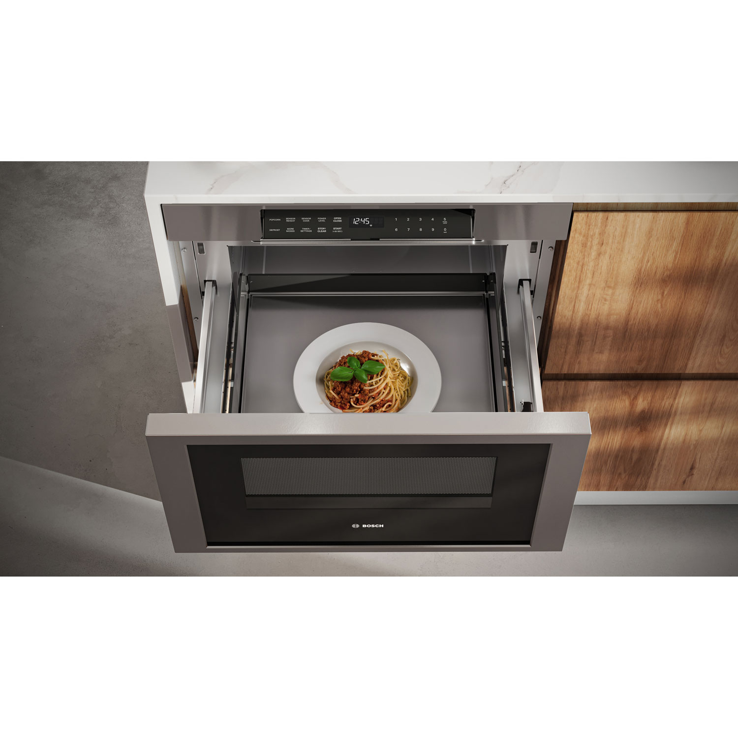 Micro-ondes à tiroir encastrable 24 po série 800 de Bosch - 1,2 pi³ - Acier inoxydable