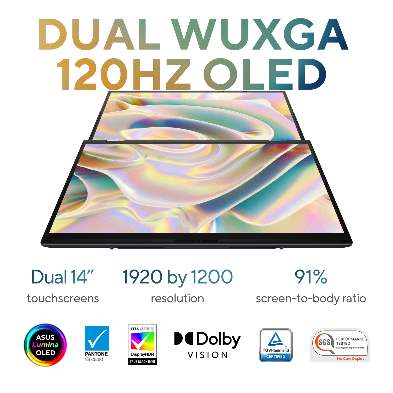 Portable à deux écrans tactiles Zenbook DUO d'ASUS (écran OLED 14&nbsp;po/processeur Core Ultra 9 285H d'Intel/carte graphique Arc d'Intel/mémoire