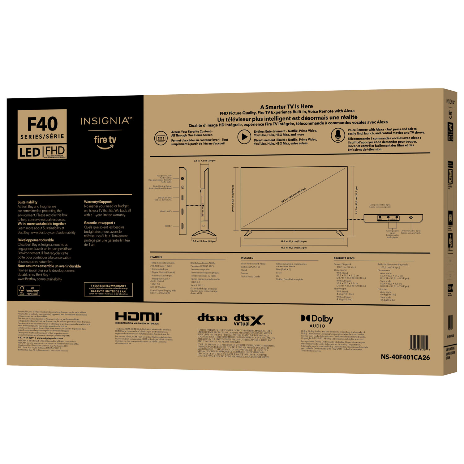 Téléviseur intelligent Fire TV ACL HD 1080p de 40 po d'Insignia - 2025