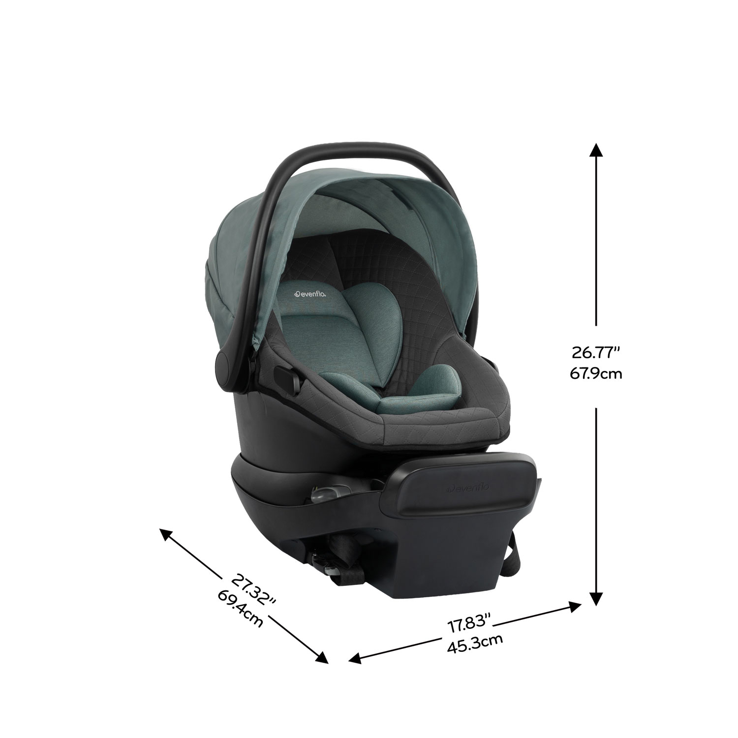Poussette Omni Ultra d'Evenflo avec siège d'auto rotatif pour bébé Revolve180 LiteMax NXT - Vert Pacifique