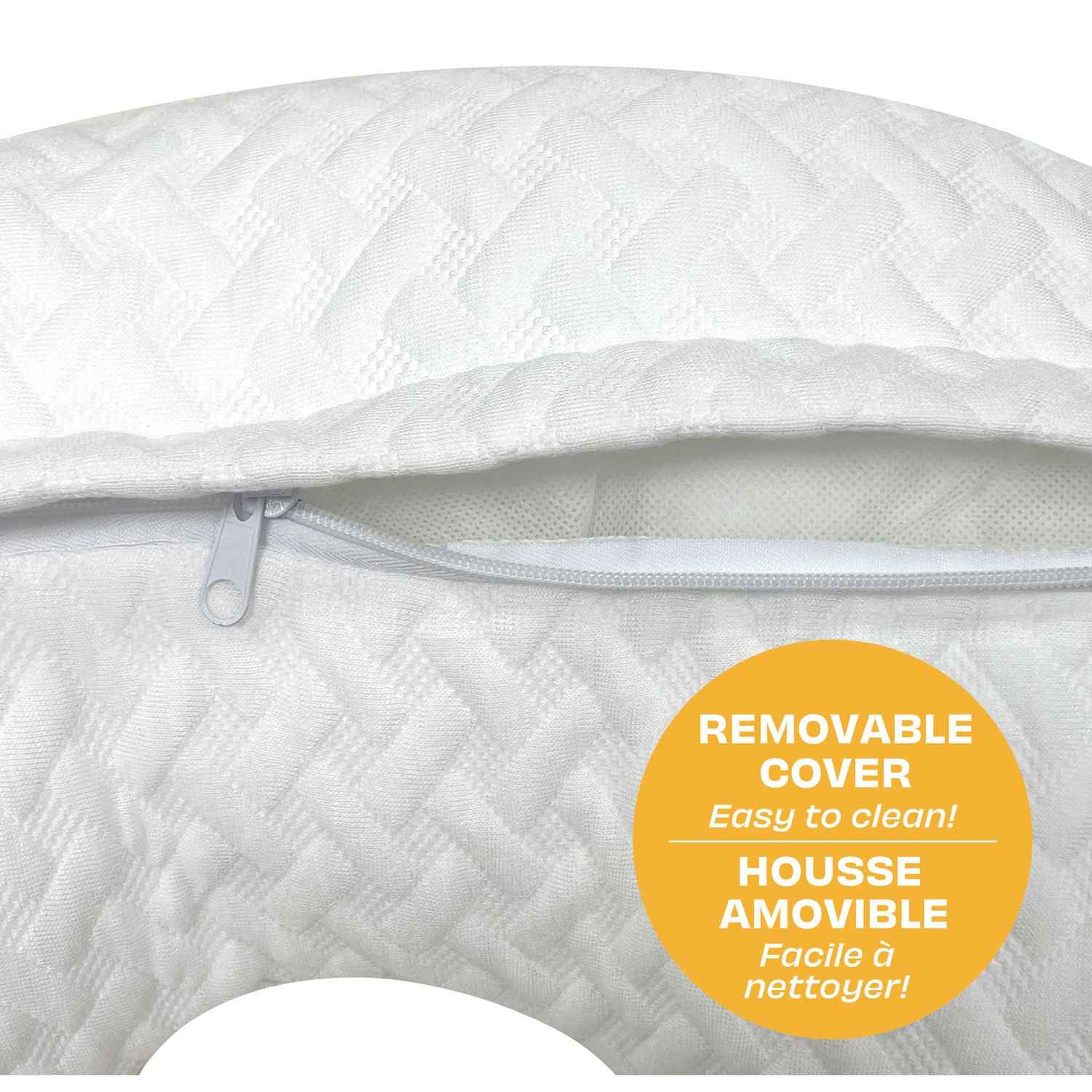 Coussin d'allaitement gaufré avec housse amovible de Simmons - Ivoire