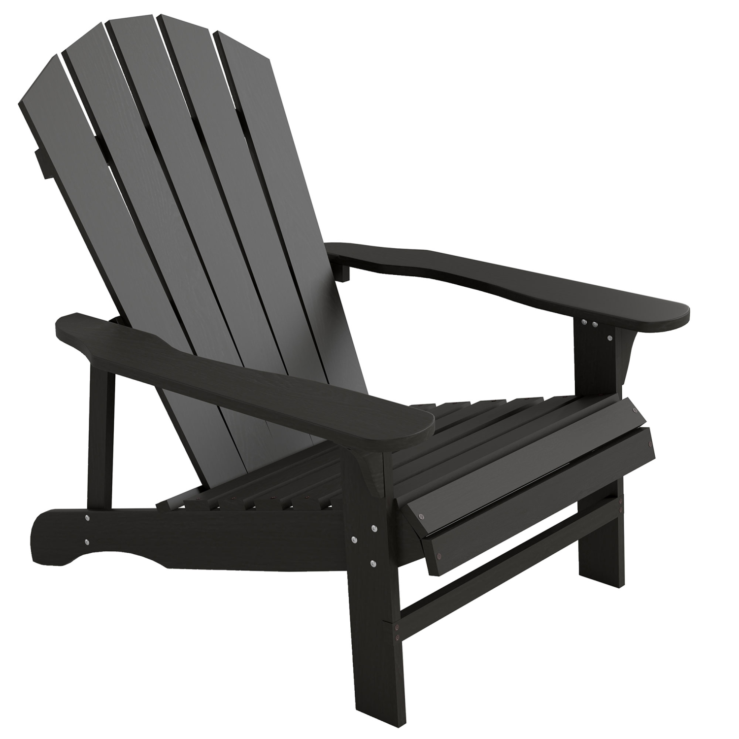 Outsunny Wood Adirondack Chair, Outdoor Patio Muskoka Chair with Slatted Design for Deck, Garden, Backyard, Fire Pit, Black