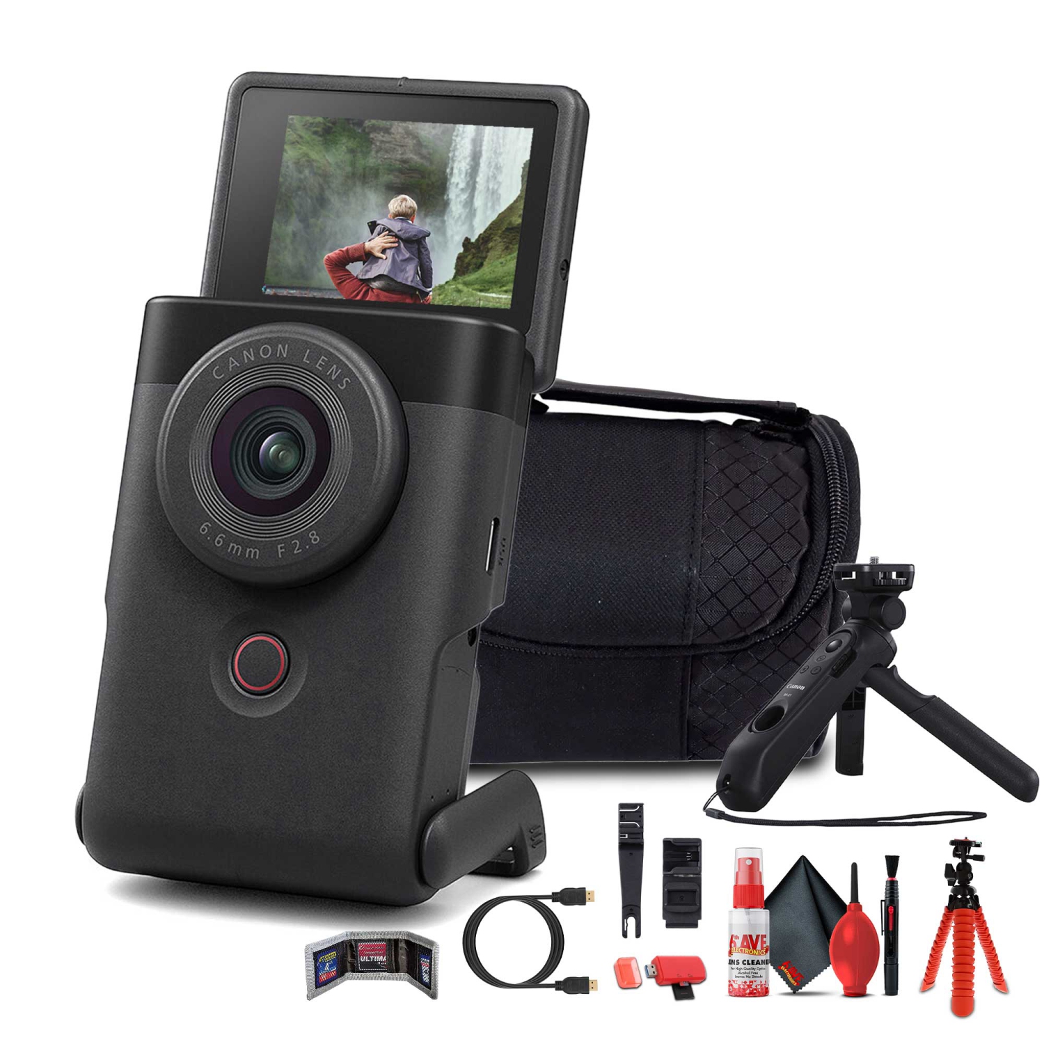 Canon PowerShot V10 Content Creator Compact Vlogging Camera (Black) + More