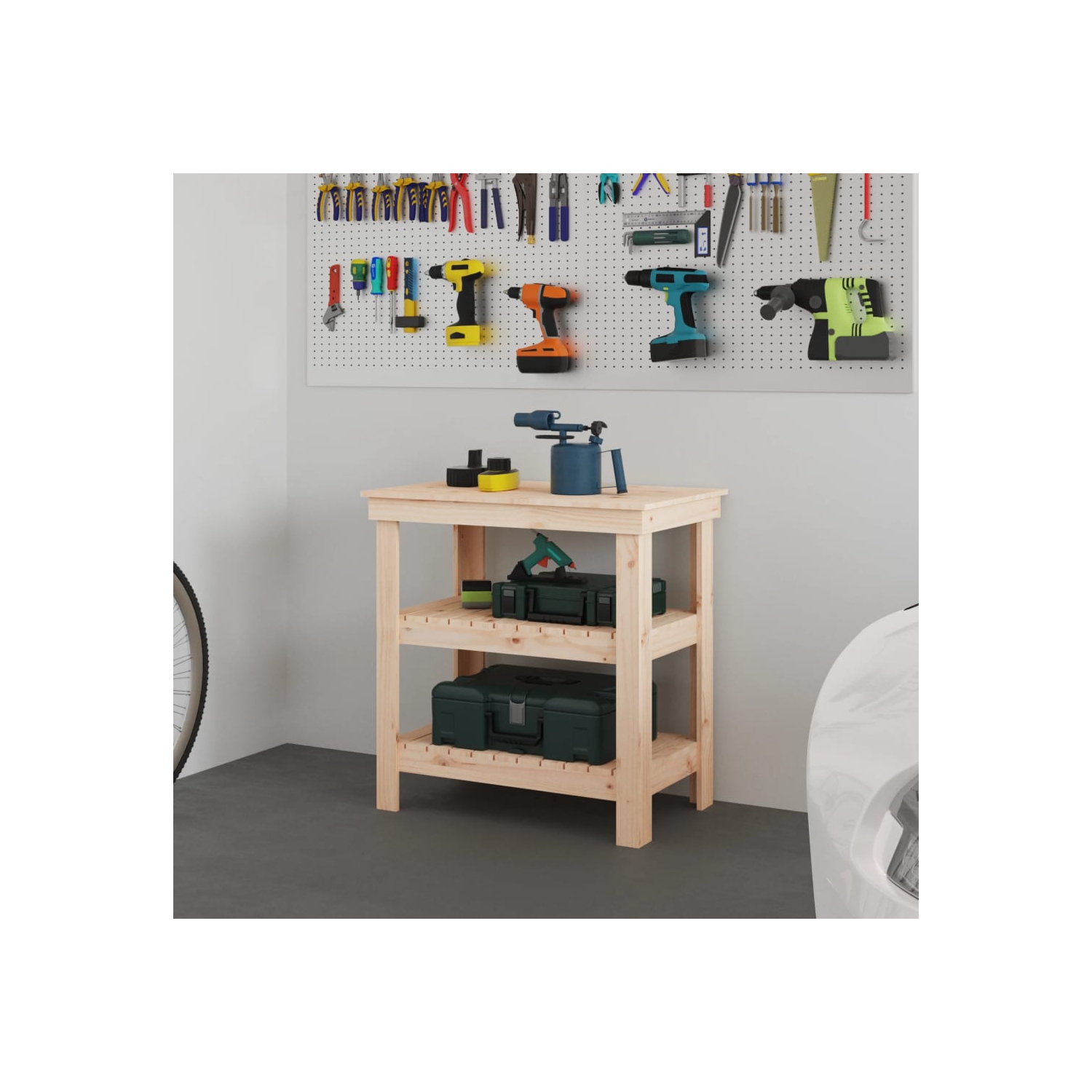 vidaXL Work Bench 78.5x50x80 cm Solid Wood Pine