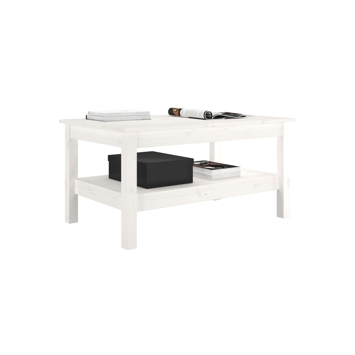 Table basse vidaXL 80 x 50 x 40&nbsp;cm en pin massif blanc