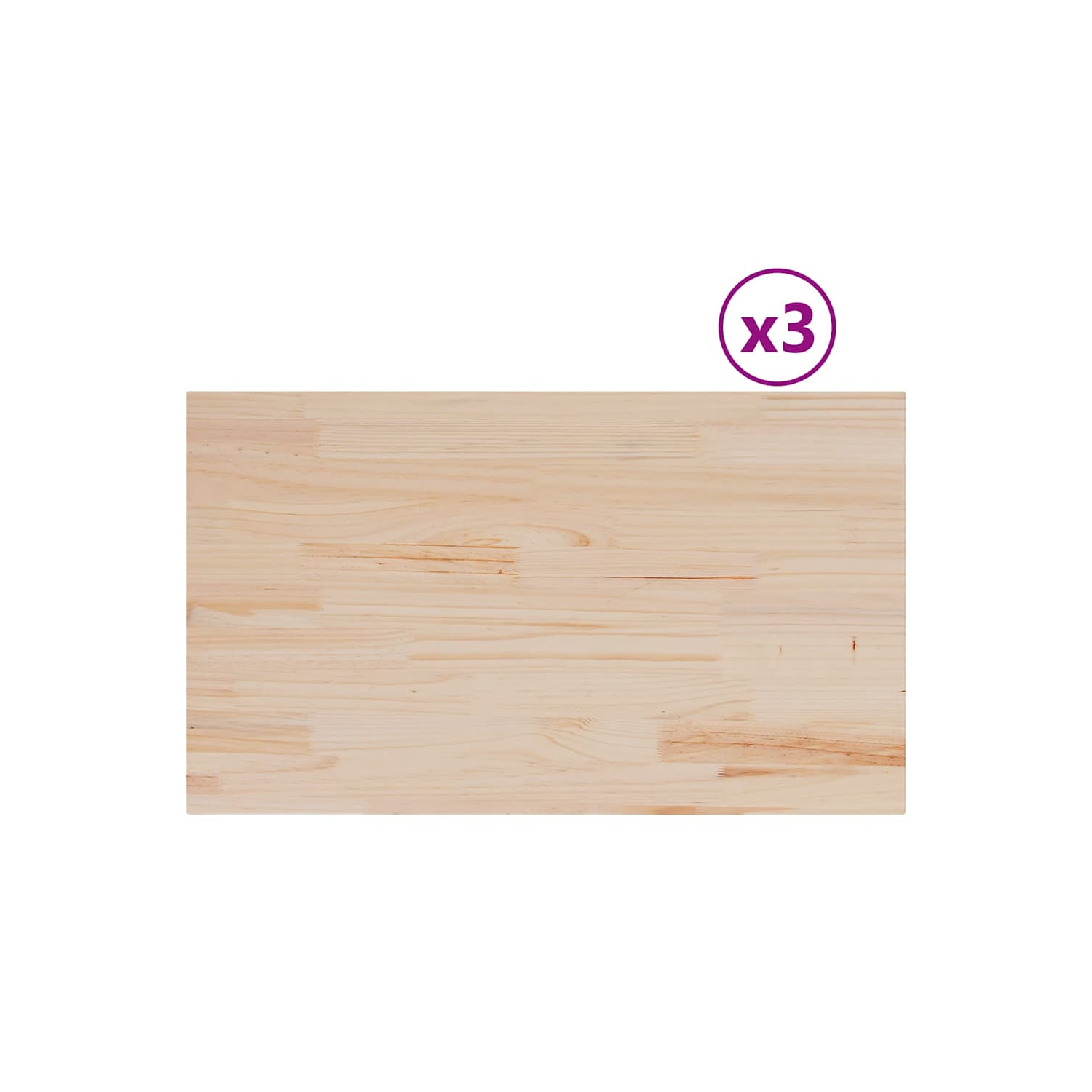 vidaXL Table Tops 3 pcs 80x47x1.7 cm Rectangular Solid Wood Pine