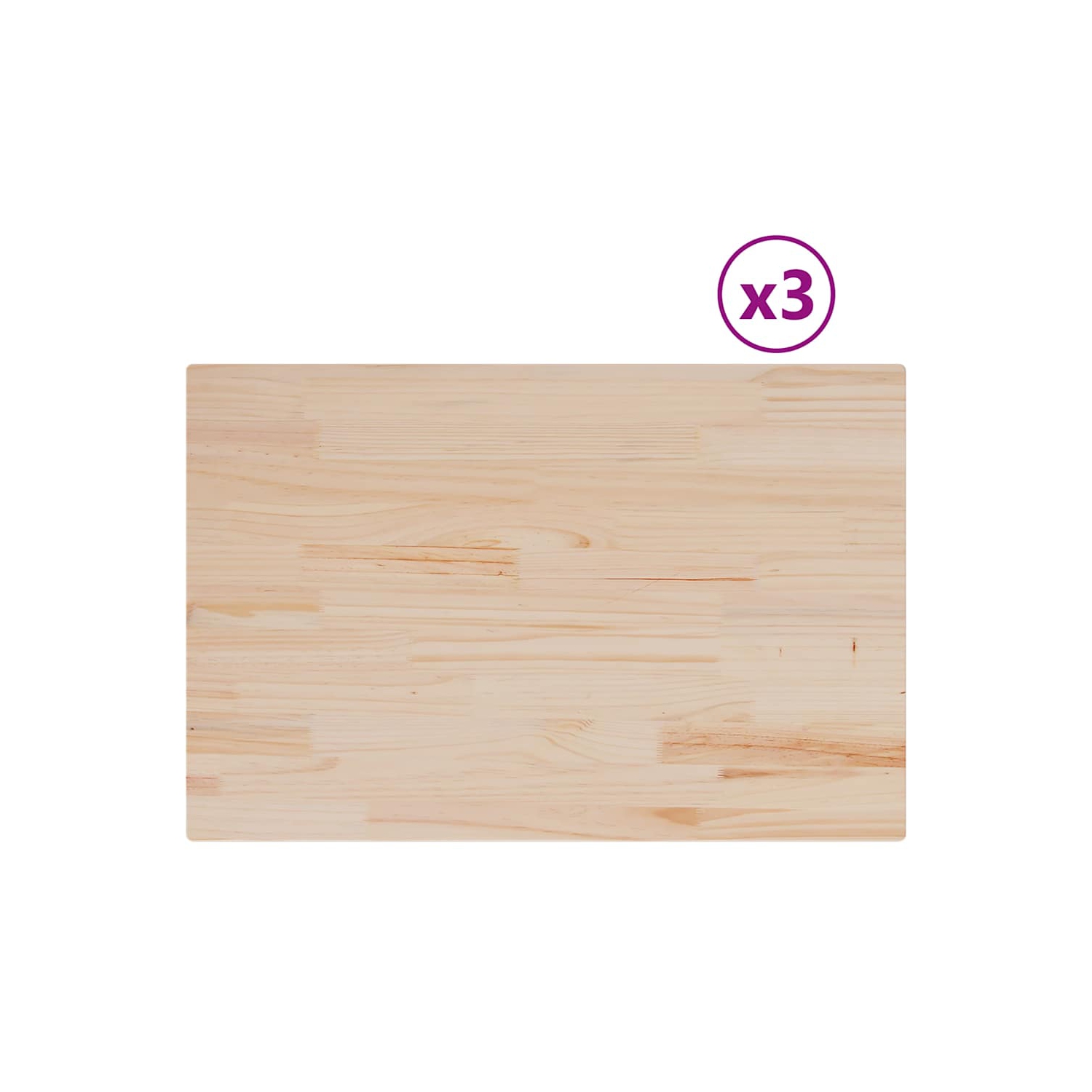 vidaXL Table Tops 3 pcs 80x53x2.5 cm Rectangular Solid Wood Pine