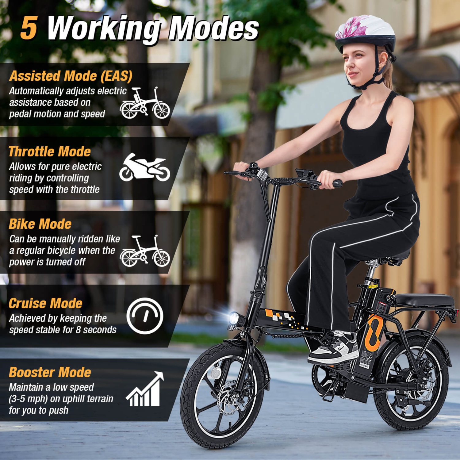 Costway 16" Folding Electric Bicycle for Adults & Teens E-Bike w/ 500W Brushless Motor, 42V 10.4Ah Removable Battery, Max. 32KM/H 37 Miles, Dual Disk