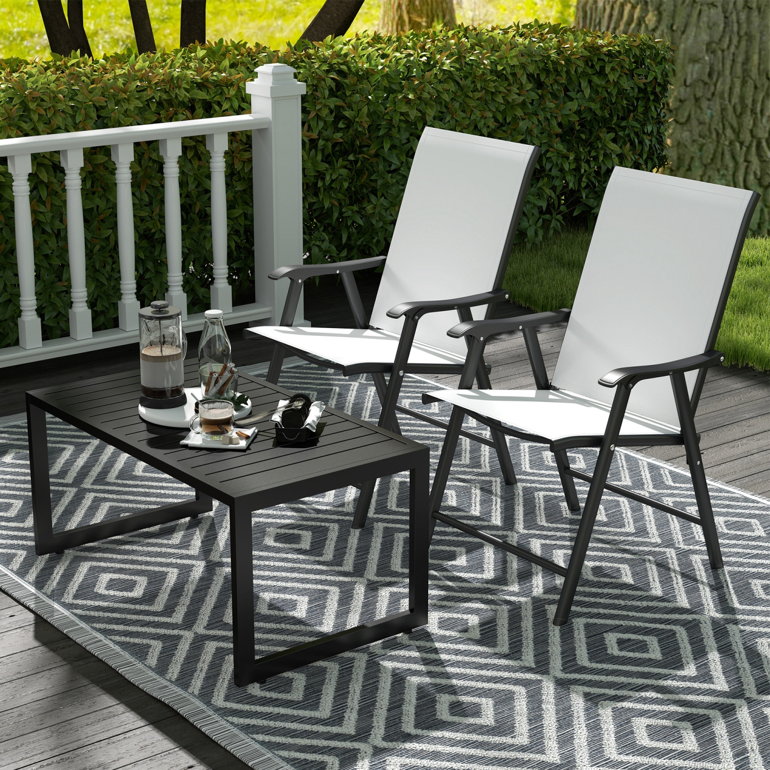 Outsunny Aluminum Outdoor Coffee Table, 35" Patio Coffee Table with Slatted Tabletop and Adjustable Foot Pads for Garden, Lawn, Balcony, Black