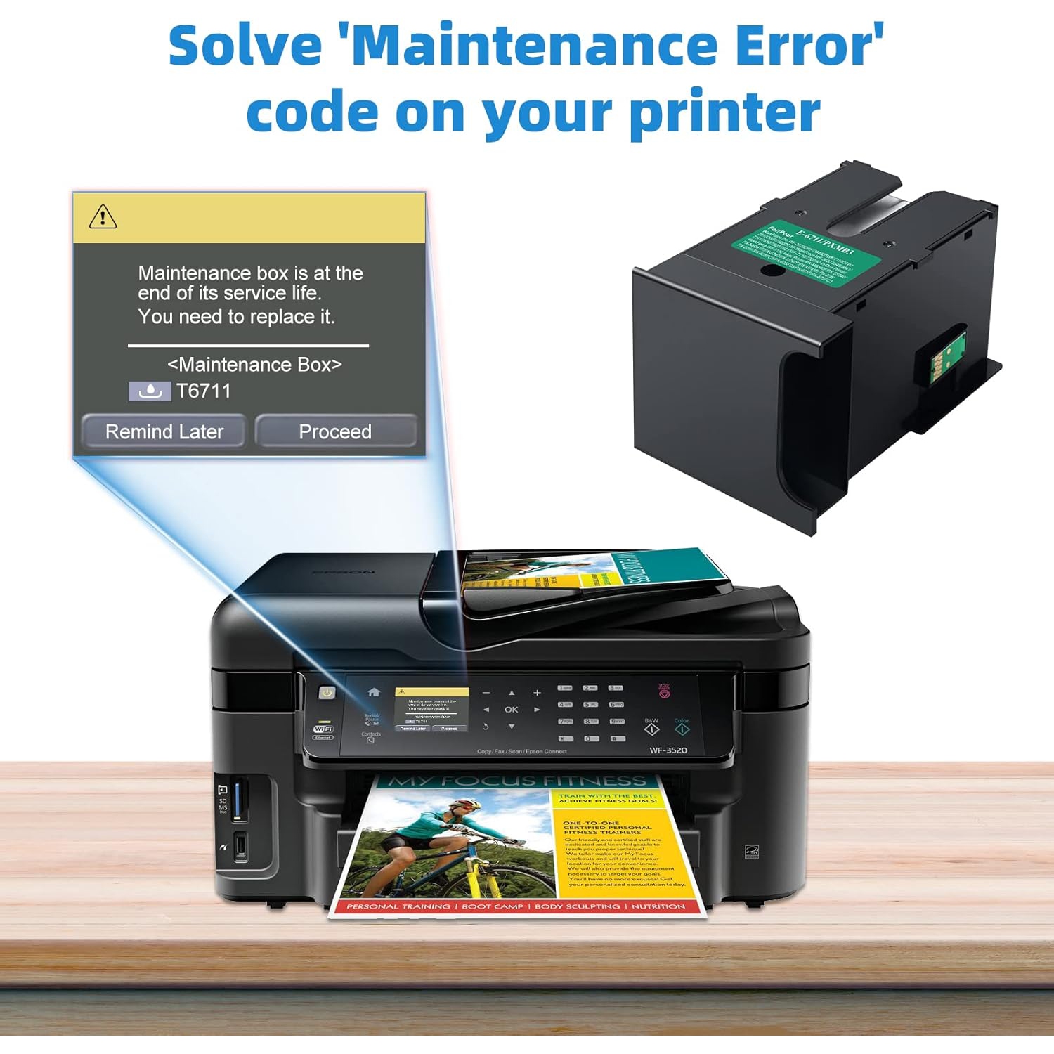 T6711 T671100 Travail de boîte de maintenance pour imprimante WF-WF-WF-WF-3620 WF-7720 WF-7210 WF-7710 WF-7620 WF-7510 WF-7610 WF-7110 d'Epson