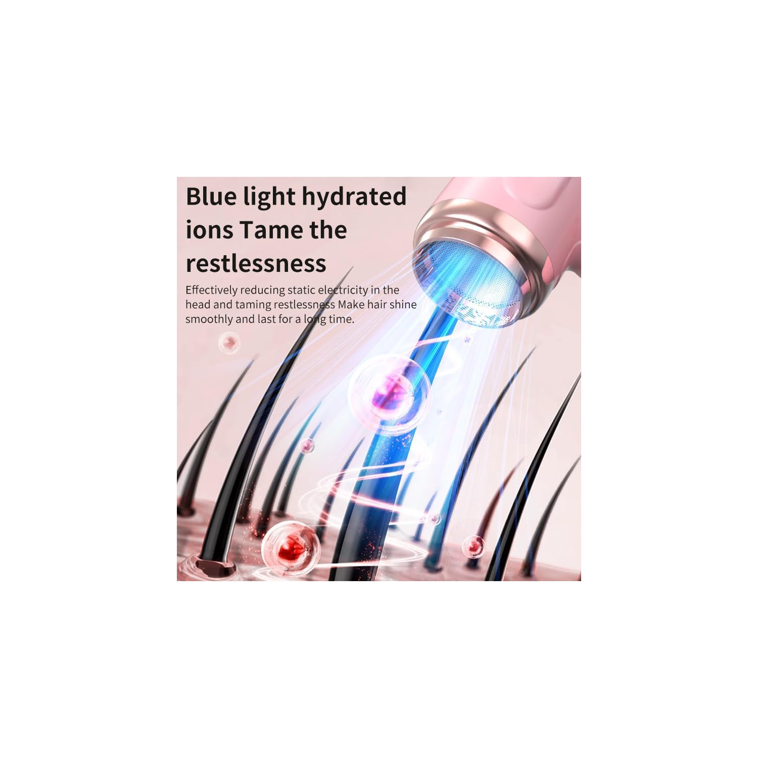 Sèche-cheveux sans fil, sèche-cheveux rechargeable, 3 sèche-cheveux à vent froid réglable, outil de coiffure portatif pour le camping de voyage - Rose