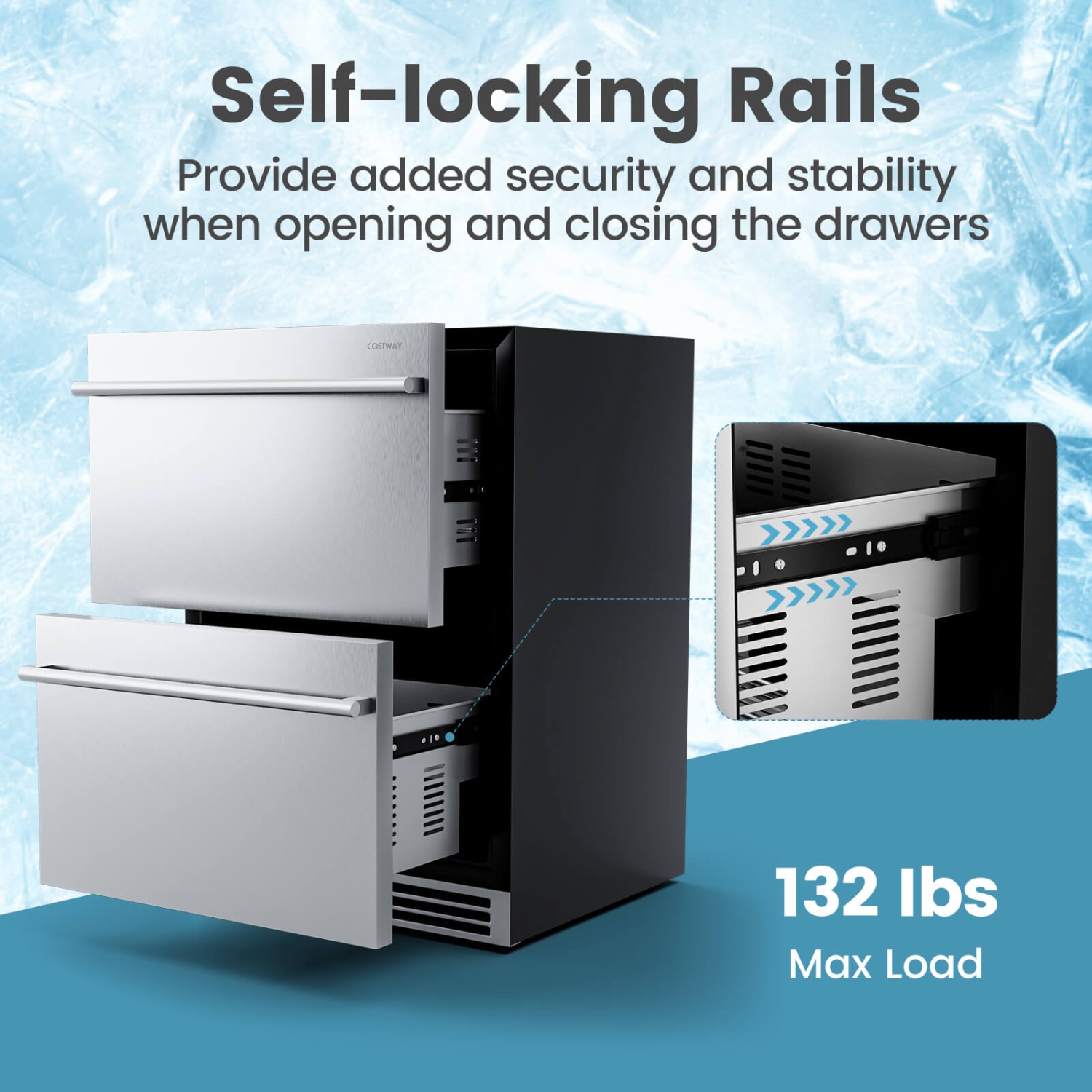 Réfrigérateur de dessous de comptoir à deux tiroirs de 24&nbsp;po de Costway avec cuisinière autonome à température de 37-64