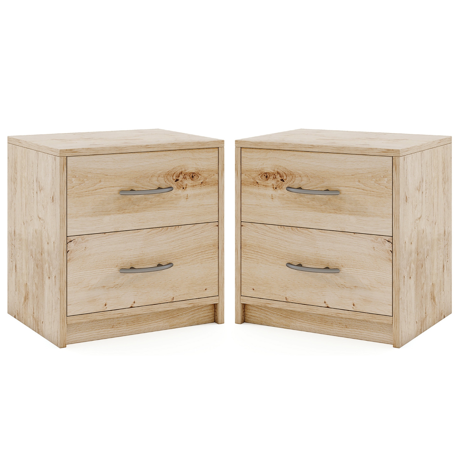 Gymax 2PCS 2-Drawer Nightstand Modern Bedside Table w/ Storage for Living Room Bedroom