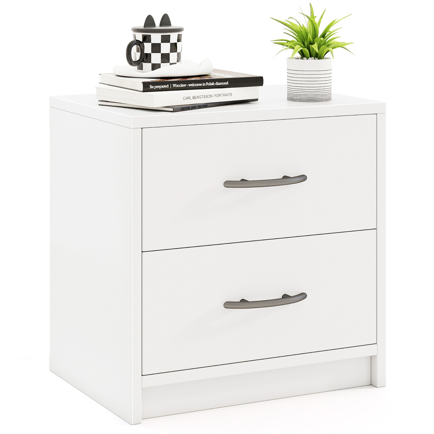 Gymax 2-Drawer Nightstand Modern Bedside Table w/ Storage for Living Room Bedroom