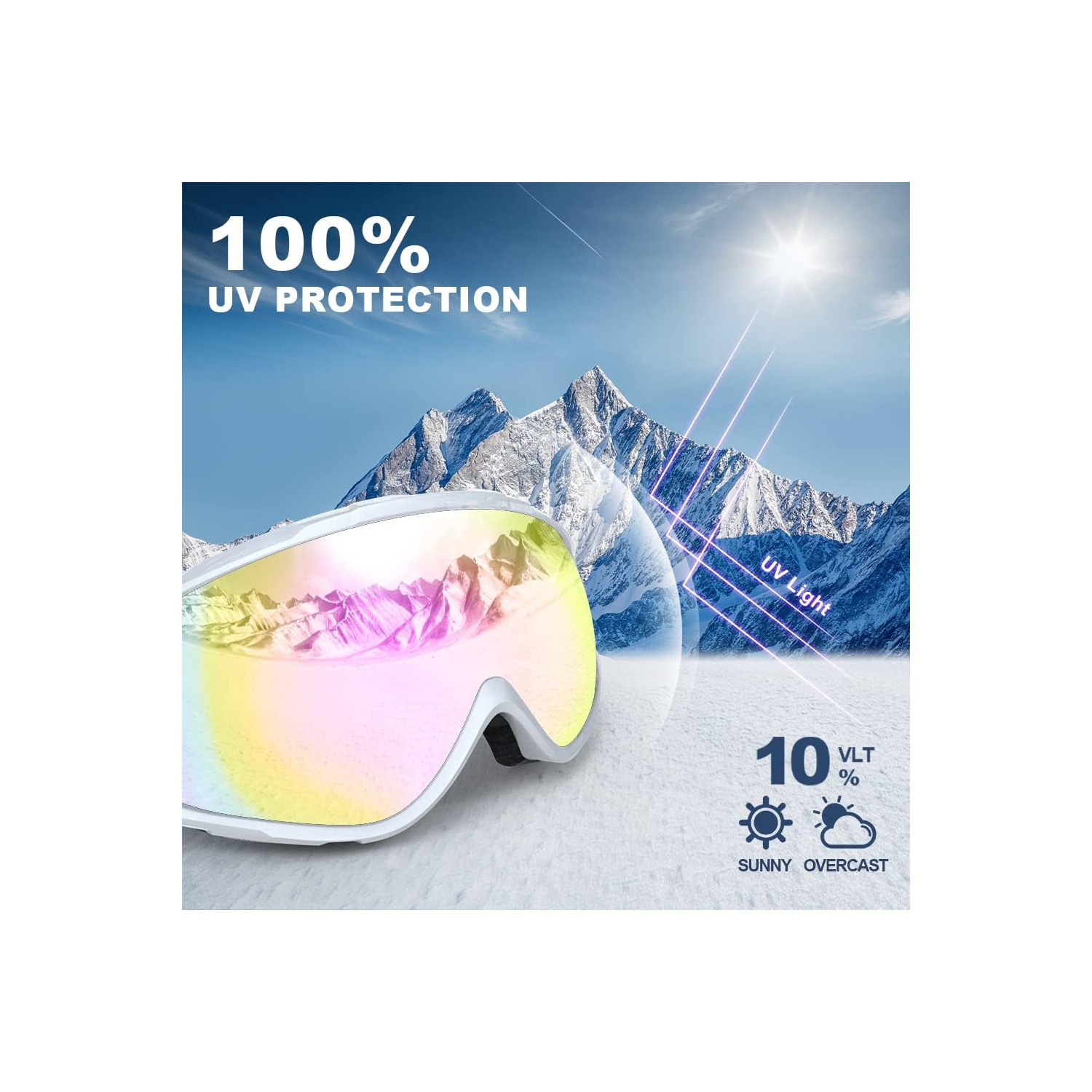 PetginHome-OTG Ski Goggles Over Glasses Snow/Snowboard Goggles for Men Women Youth