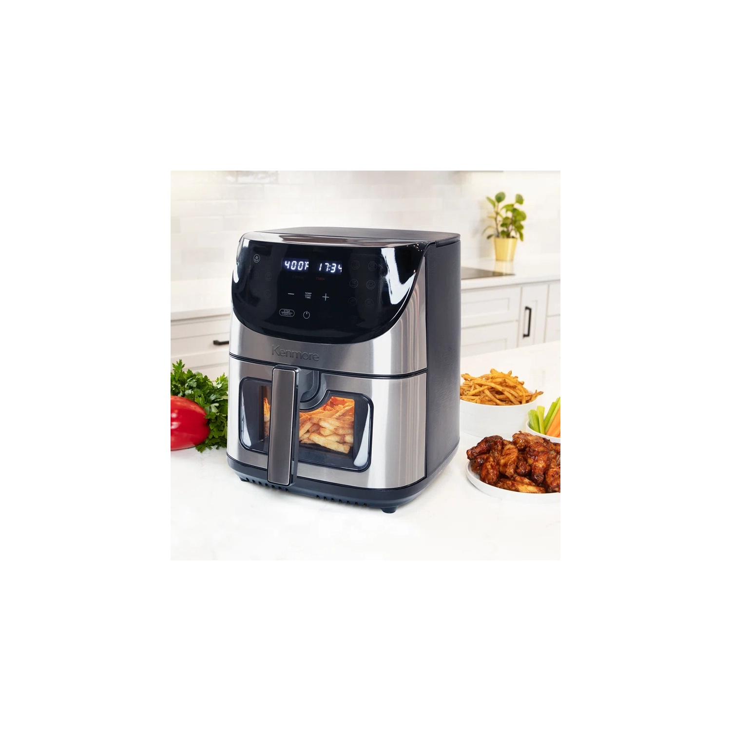 Friteuse à air chaud numérique 8&nbsp;Qt de Kenmore avec 12 préréglages de cuisson, acier inoxydable