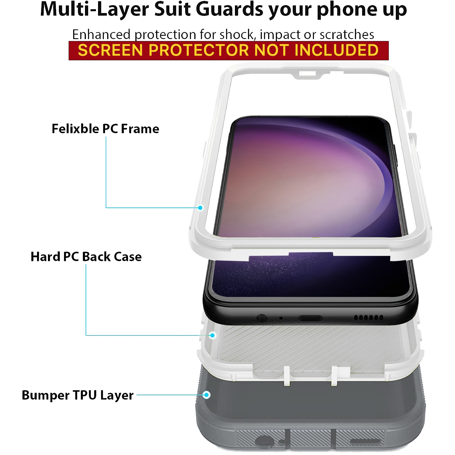 Étui Defender triple couche robuste XCRS avec protection antichoc pour Galaxy A16 de Samsung