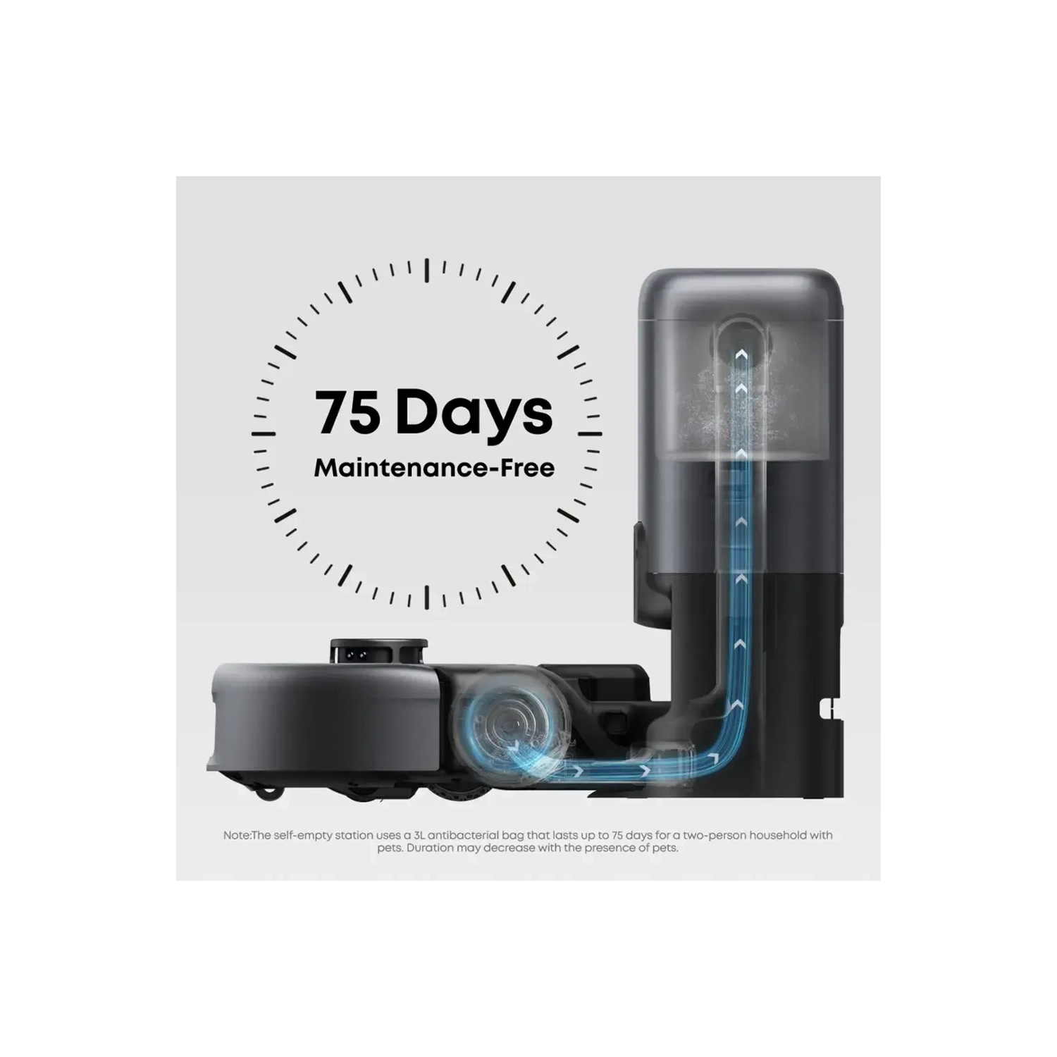 Aspirateur robot 3 en 1 E20 d'eufy avec vidage automatique, puissant Max 30 000 Pa - Noir