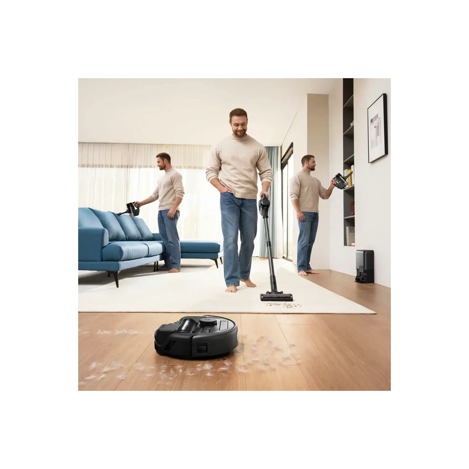 Aspirateur robot 3 en 1 E20 d'eufy avec vidage automatique, puissant Max 30 000 Pa - Noir