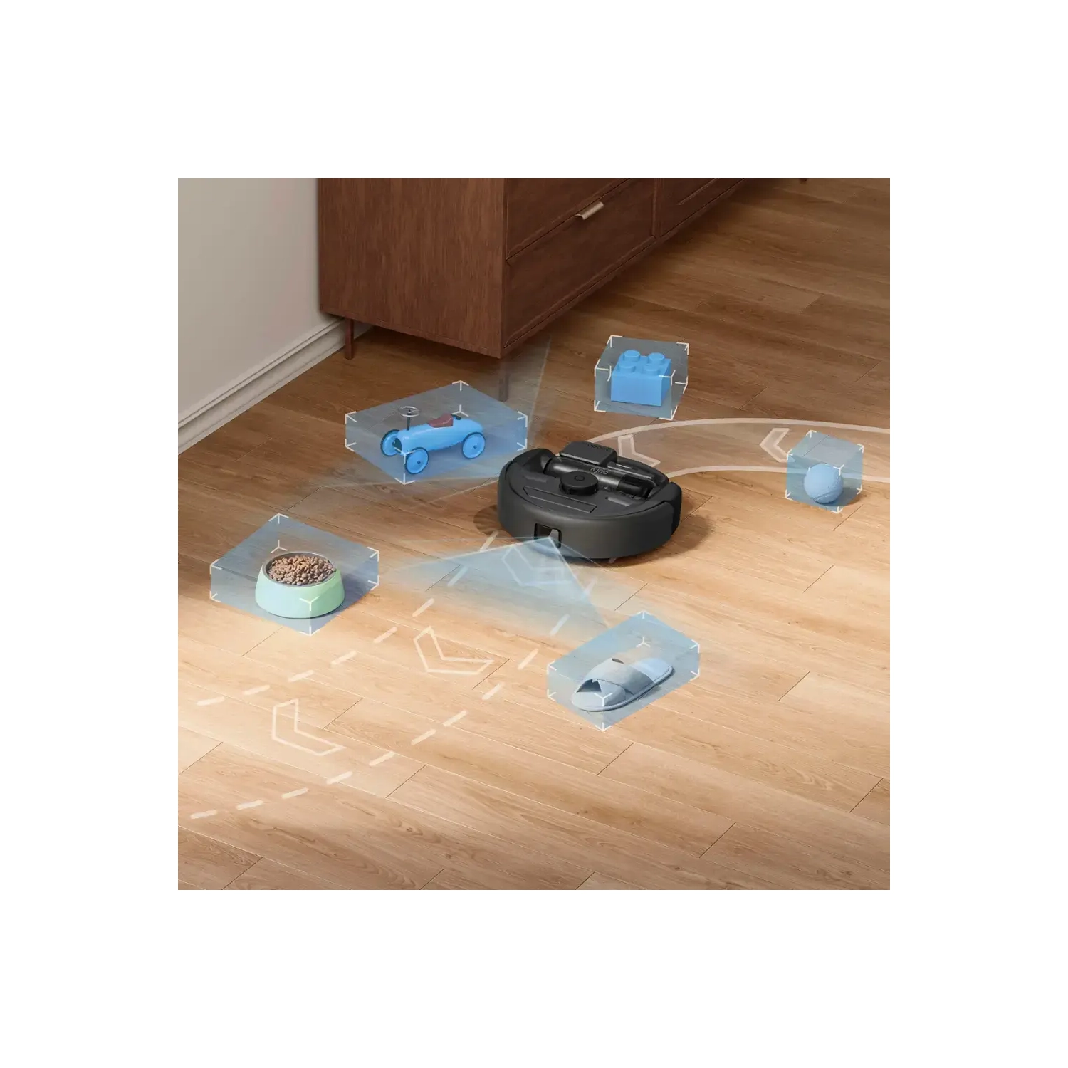 Aspirateur robot 3 en 1 E20 d'eufy avec vidage automatique, puissant Max 30 000 Pa - Noir