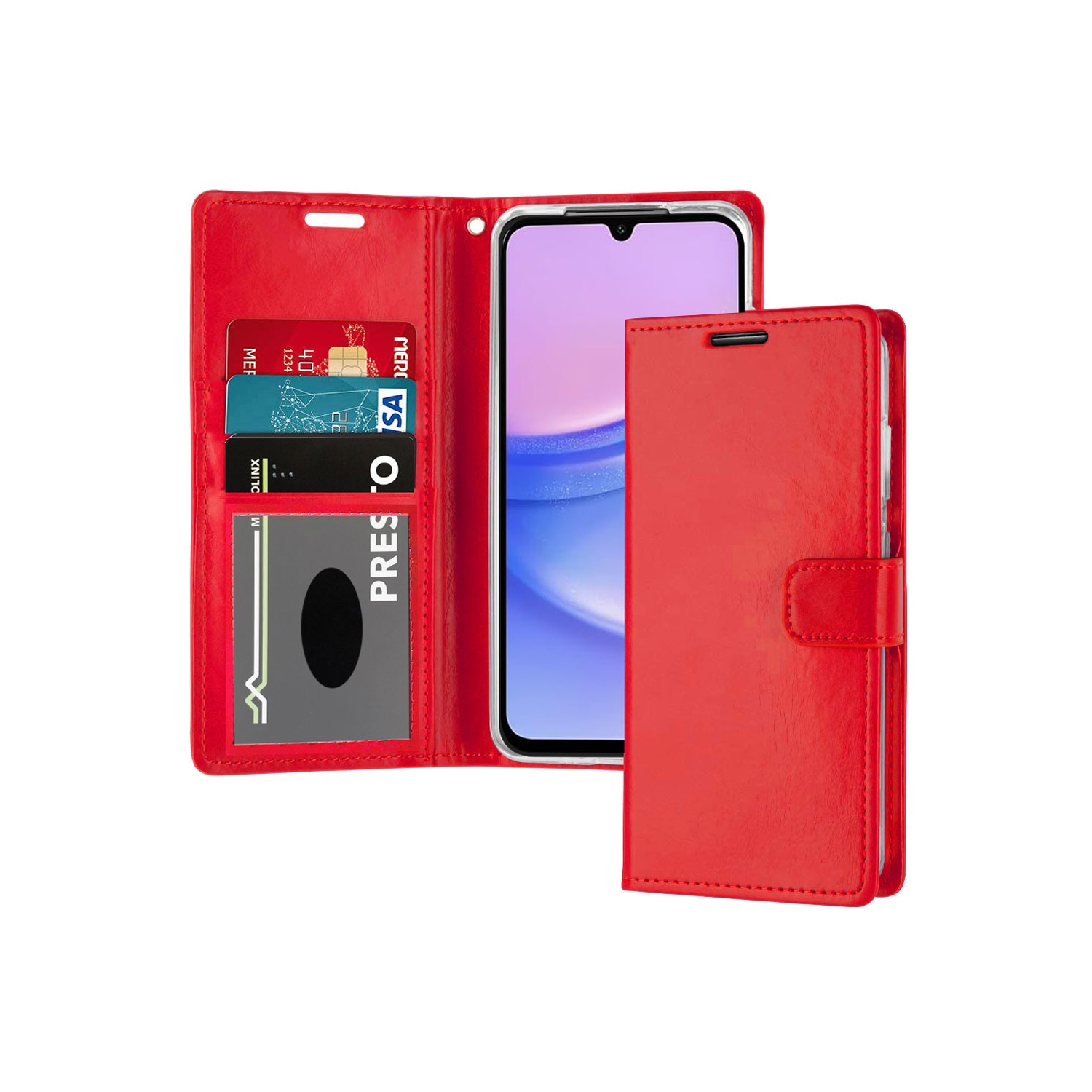 XCRS – Étui portefeuille à rabat, série pochette avec fente pour carte, cordon, étui pour Samsung Galaxy A16