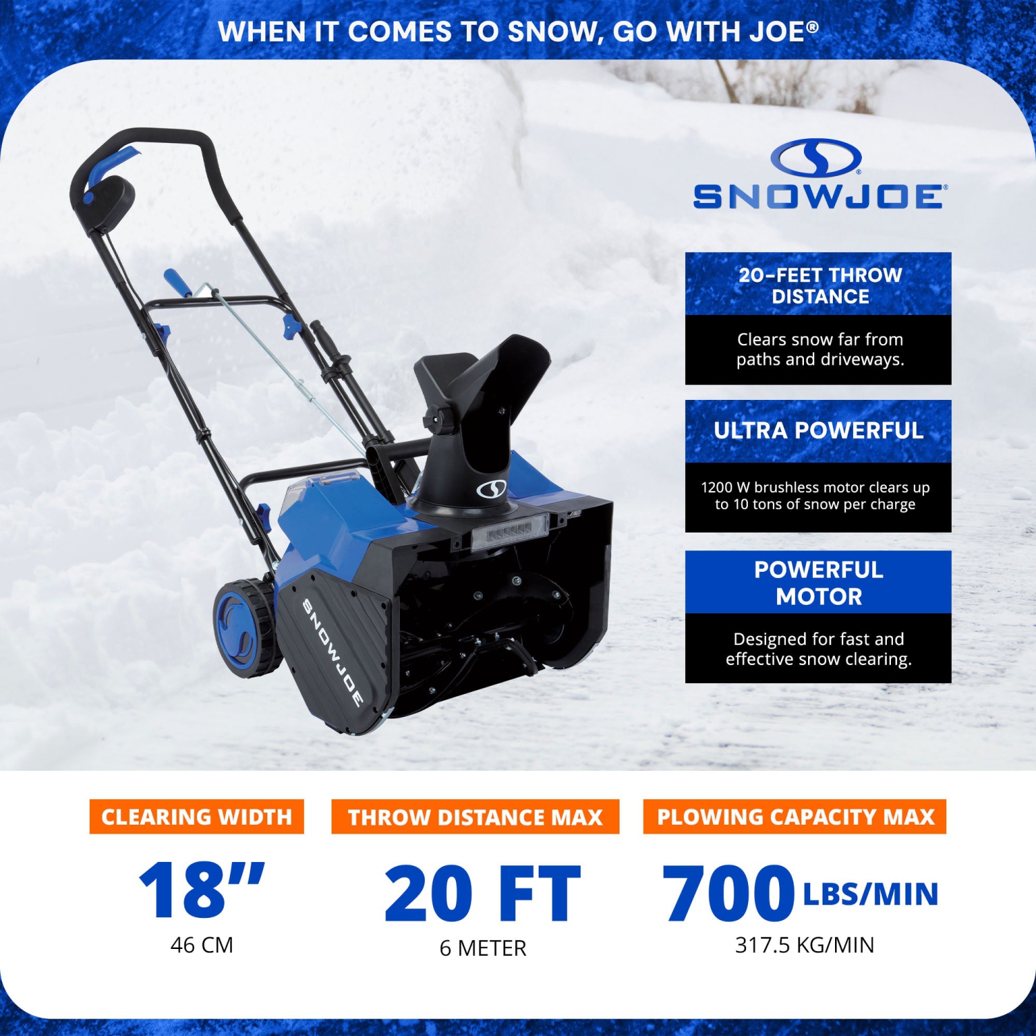 Souffleuse à neige 24&nbsp;V IONMAX de Snow Joe, 2 batteries 4,0 Ah, chargeur à deux ports et couvercle