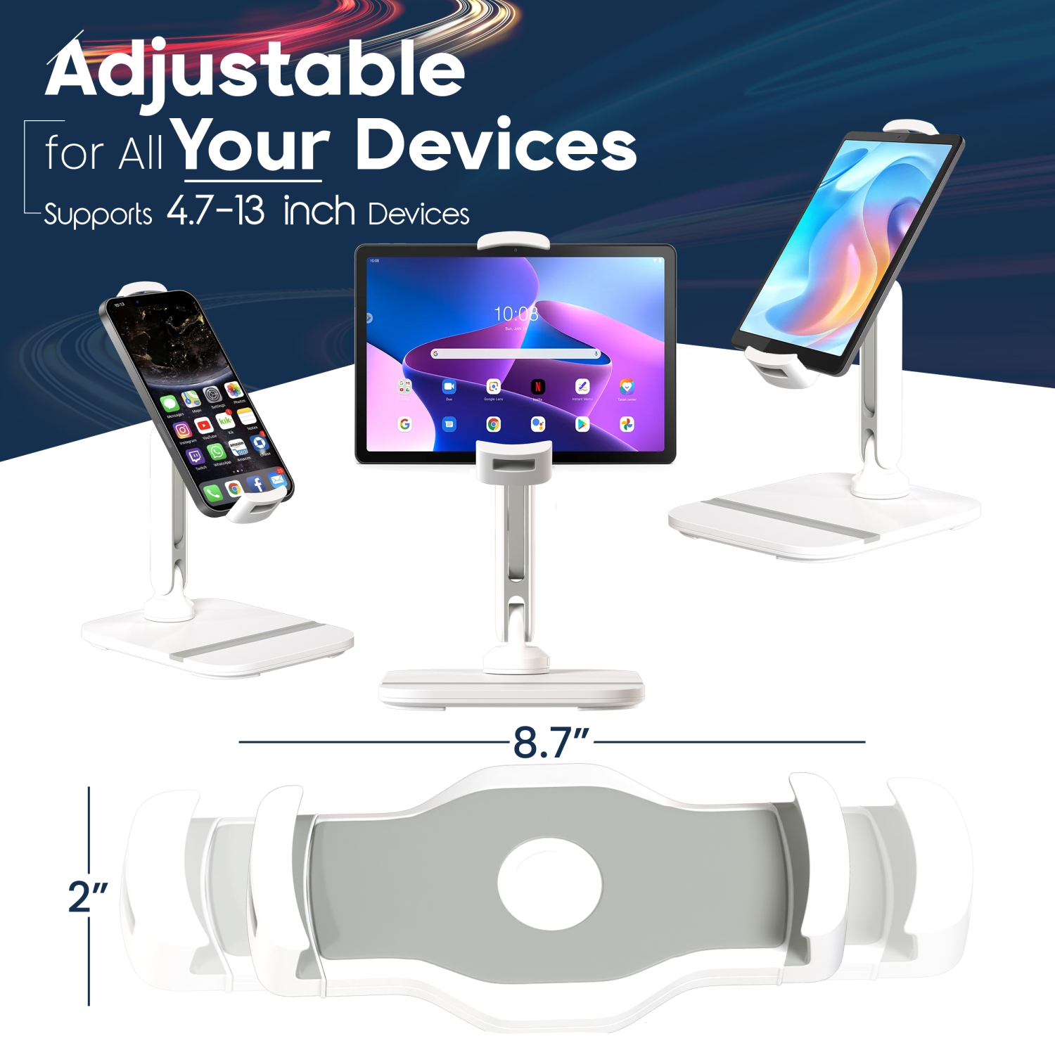 Support de tablette de SHOPPINGALL pour téléphone/tablette de 4,7 à 13&nbsp;po, iPad, iPhone, Samsung, Google, Kindle, support pour appareil portatif